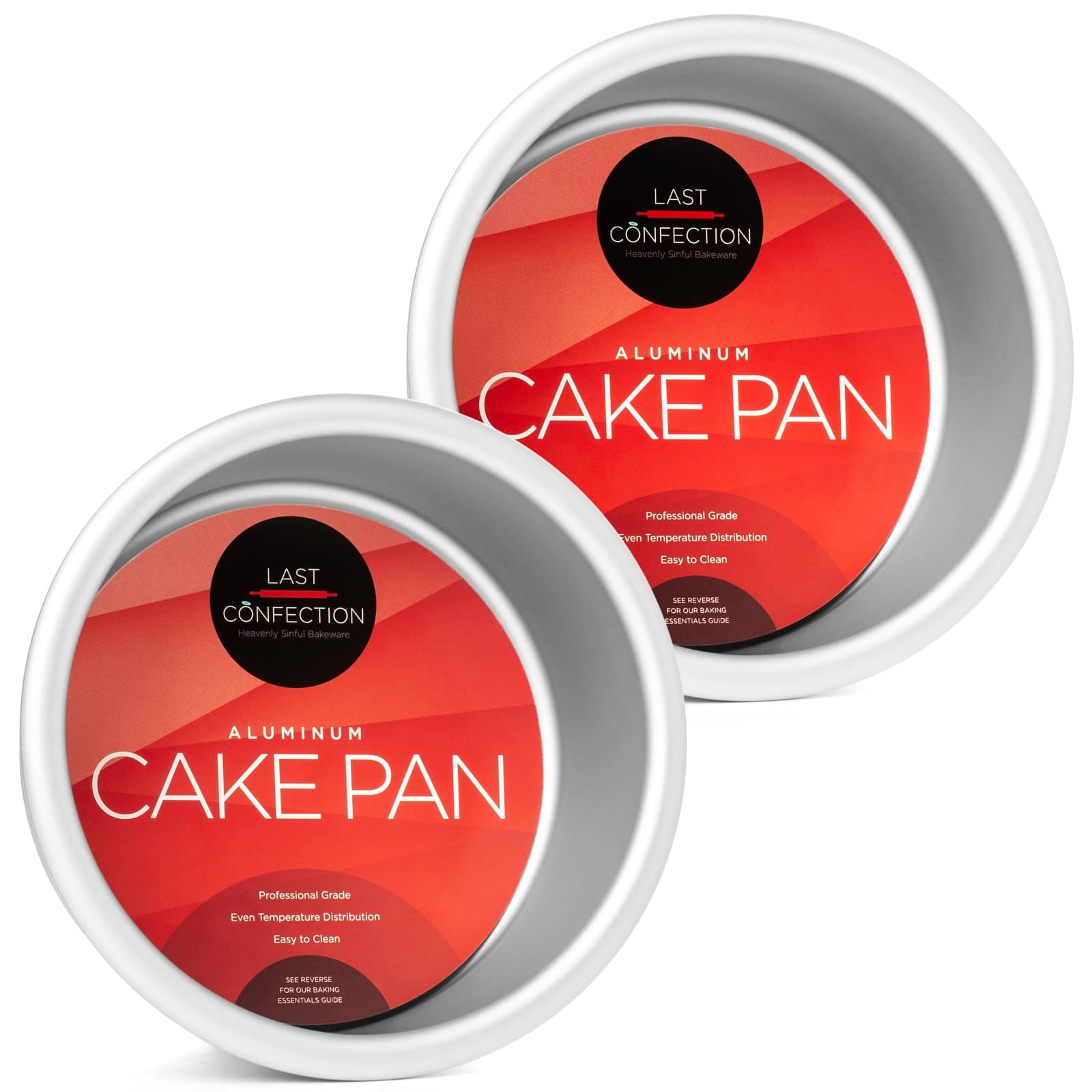 Last Confection KITCH-PAN-K-RC124 2pc Round Cake Pan Set - 4 x 2-in Deep Aluminum Pans