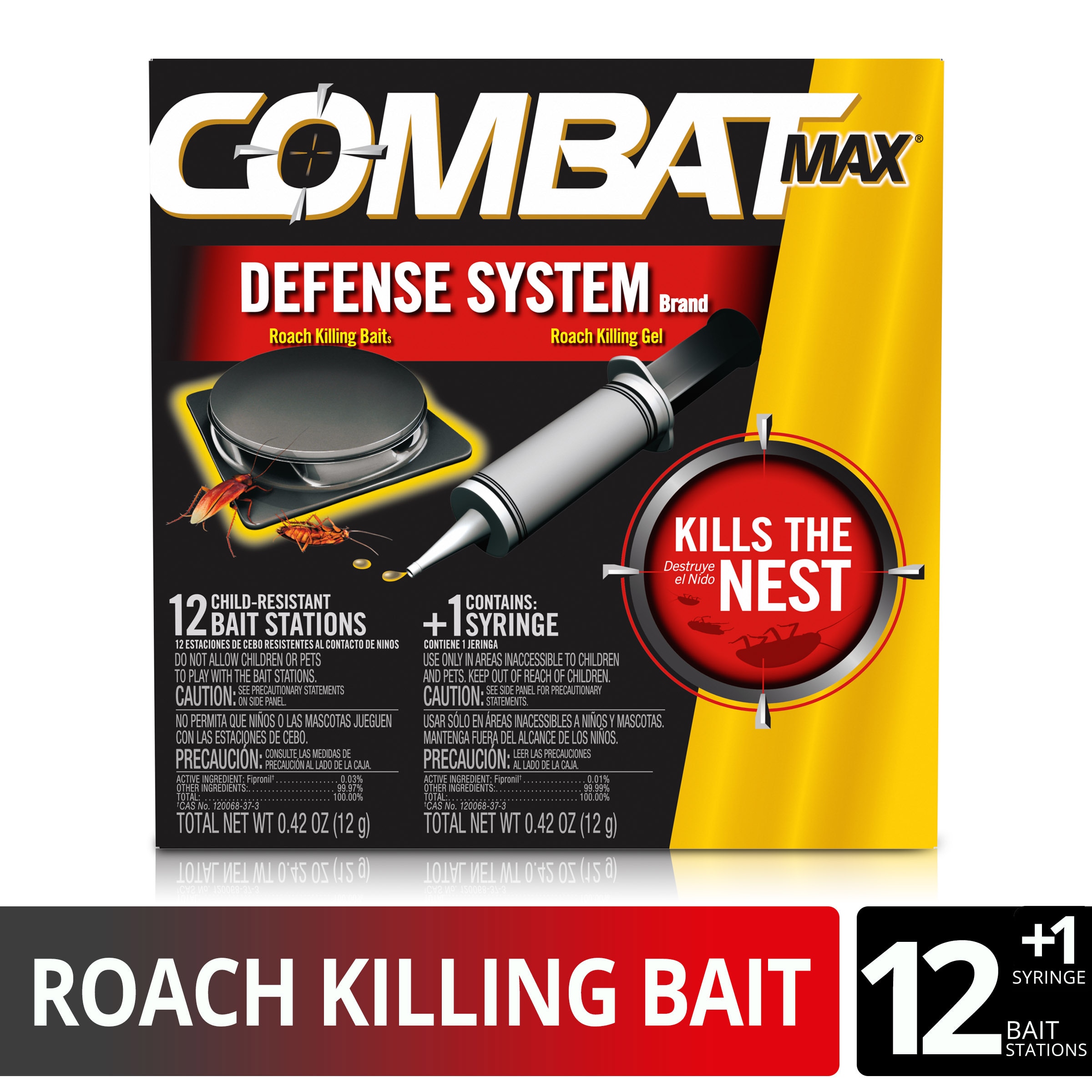 Combat 2793115 Max 6-Month Roach Defense Bait and Gel System 12 -Count Roach bait station