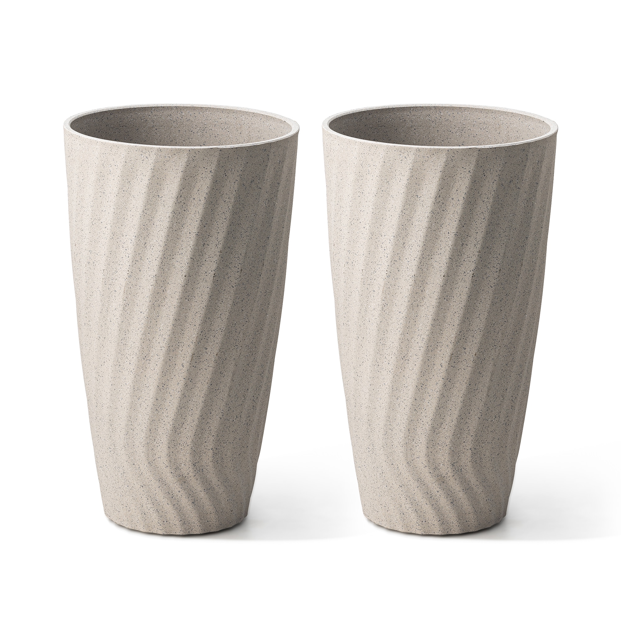 Glitzhome 2022800025 2 -Pack Round 13.75-in W x 24-in H x 13.75-in D White Resin Indoor/Outdoor Planter