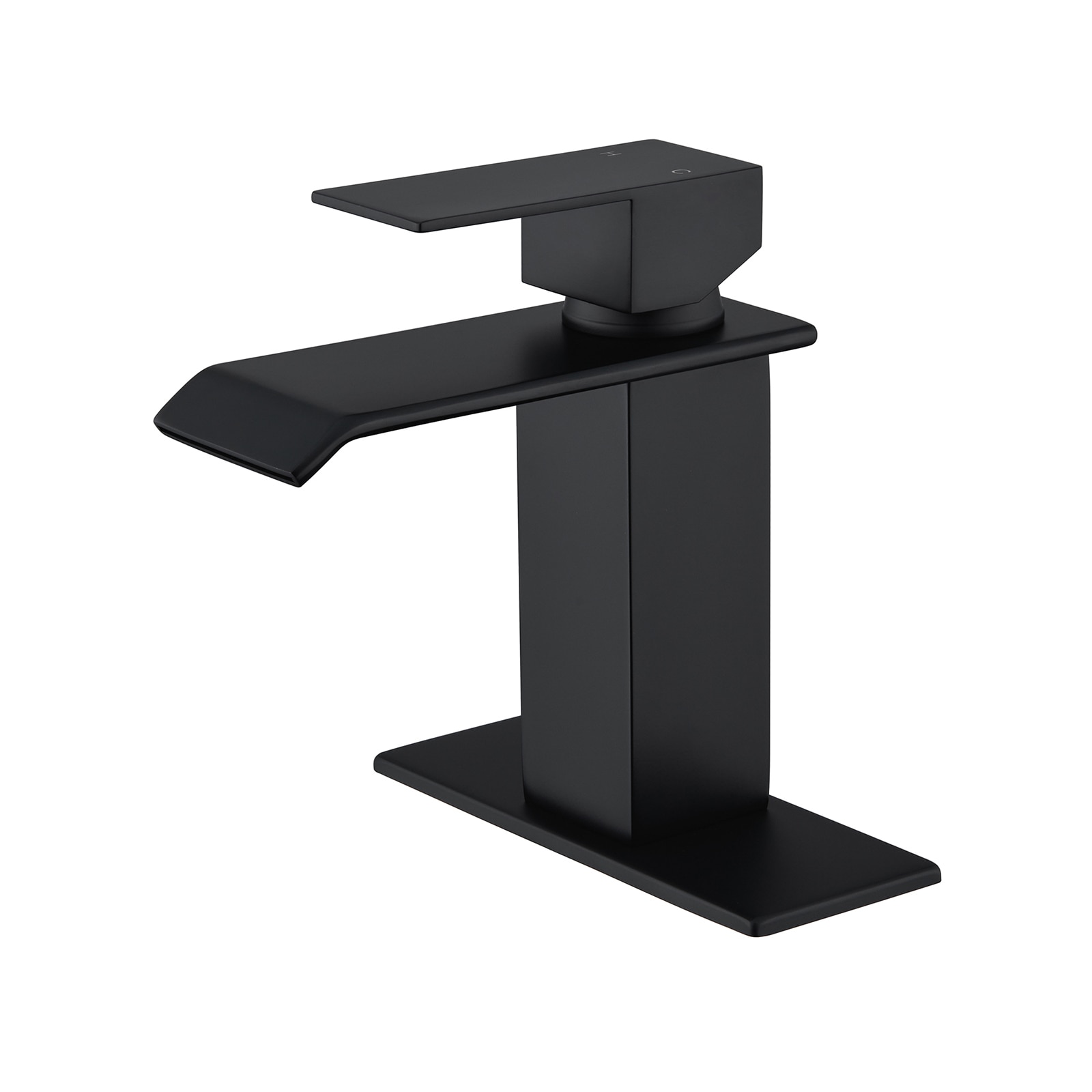Mondawe OR-1008MB-DG Matte Black Single hole 1-handle Waterfall Commercial/Residential Handle Bathroom Sink Faucet with Deck Plate