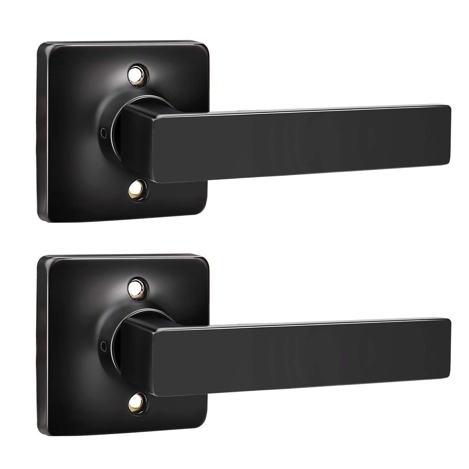 Aoibox  2 Pack Matte Black Half Dummy Door Lever Set with Square Rosette for Closets and Pantries