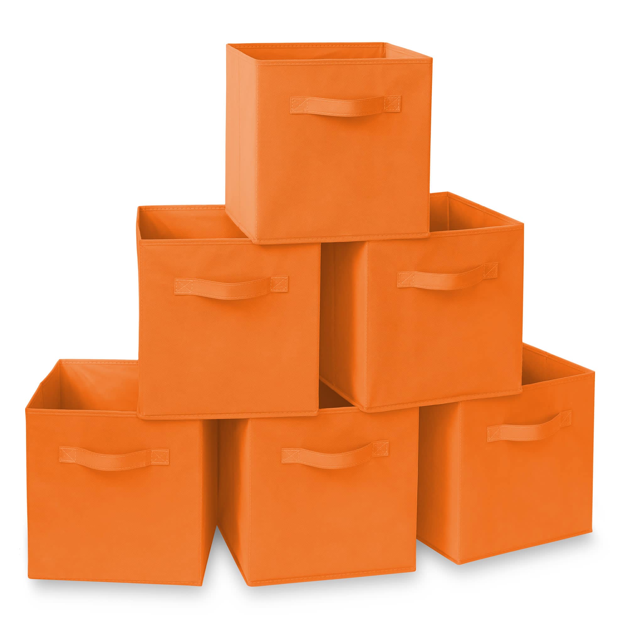 Casafield HOM-STO-6CC-ORG (Set of 6) Collapsible Fabric Cubes - 11-in Storage Bins - Orange