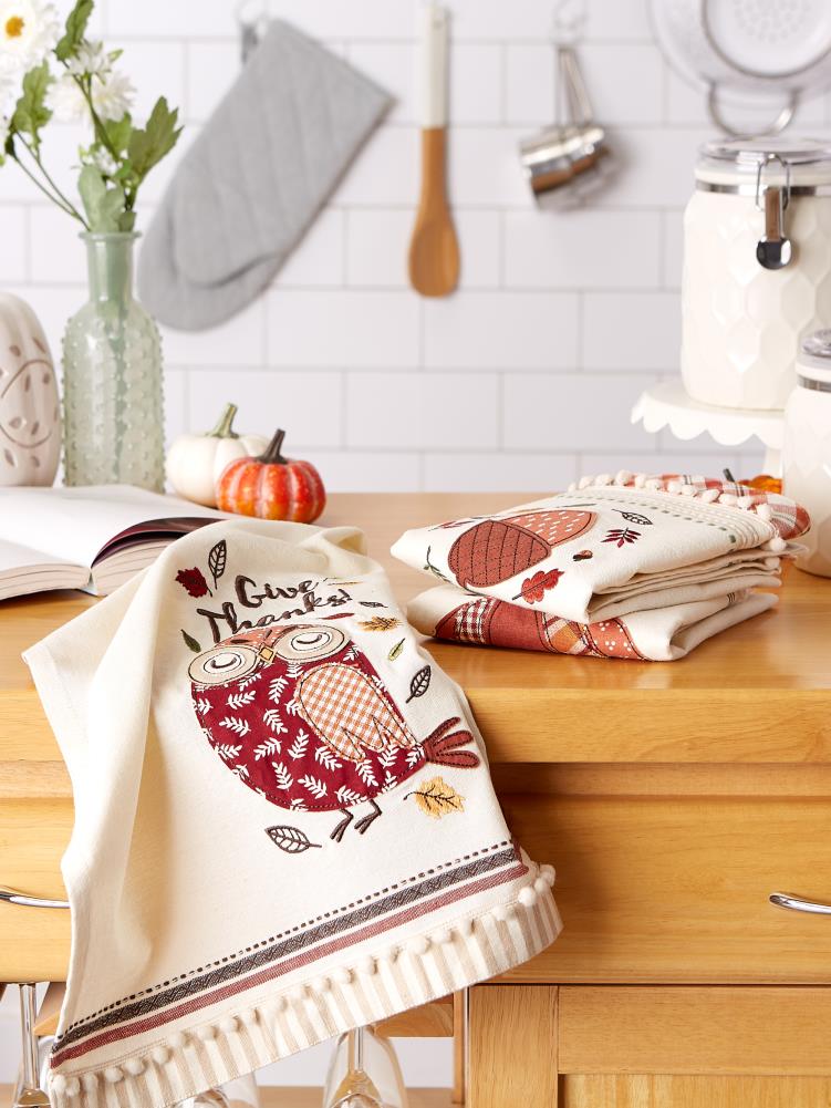 Welcome Fall Embellished Dish Towels, Set of 3