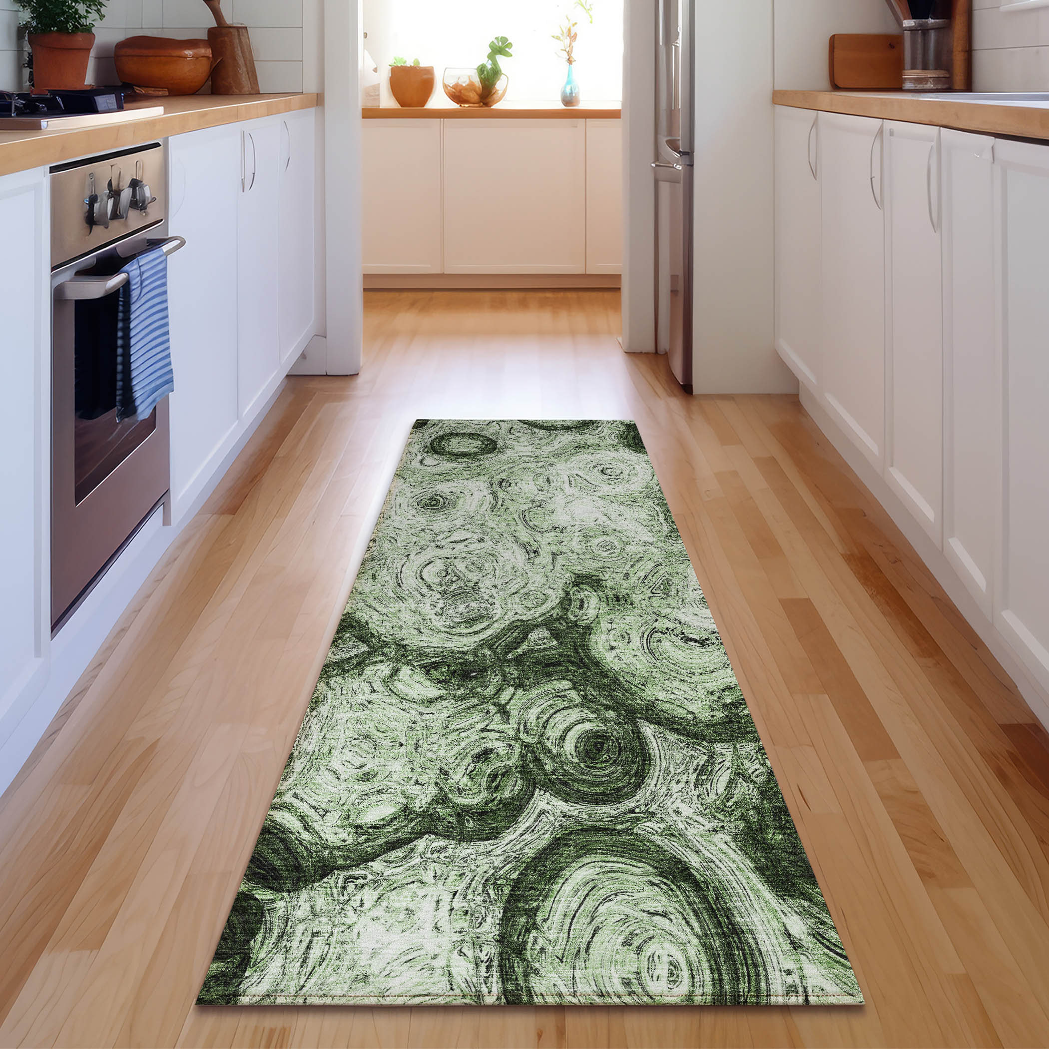 Addison Rugs AMF579GE2X8 Mayfield AMF579GE 2 x 7 (ft) Loomed Polyester Green Rectangular Indoor Geometric Machine washable Area rug