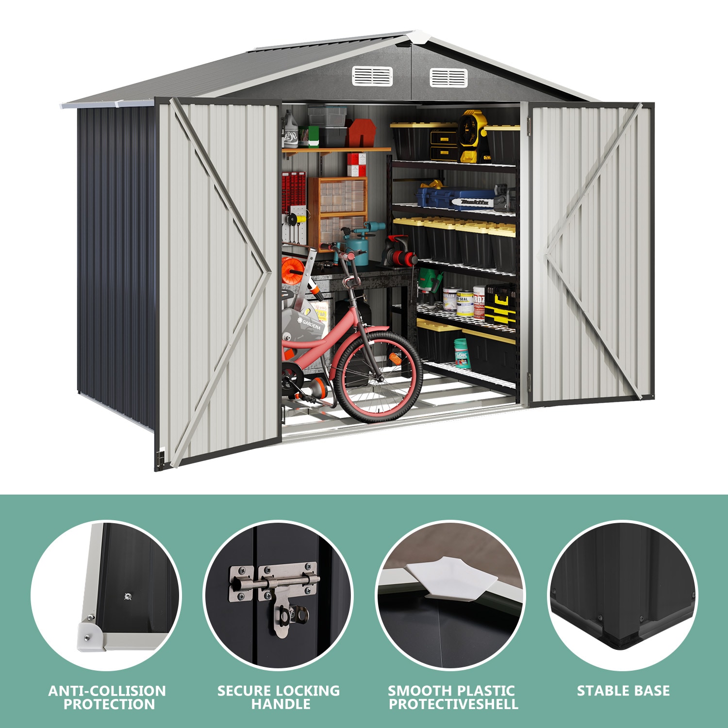 AOXUN AX-03907B Metal-Storage-Buildings-Sheds - View #6