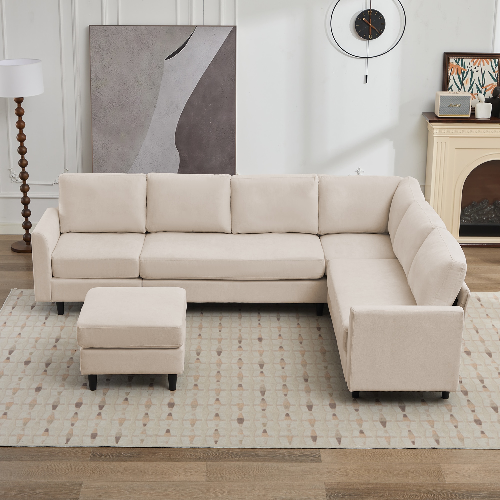 JEAREY 42YSG-BU 107.3-in Casual Beige Microfiber 6+ -seater Sectional
