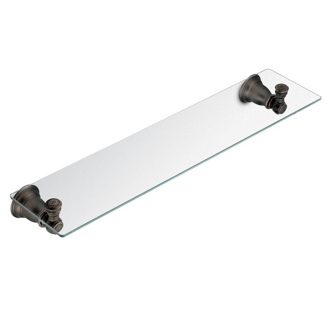 Moen Kingsley Oil-Rubbed Bronze 1-Tier Glass Wall Mount Bathroom Shelf Moen Kingsley Oil-Rubbed Bronze 1-Tier Glass Wall Mount Bathroom Shelf