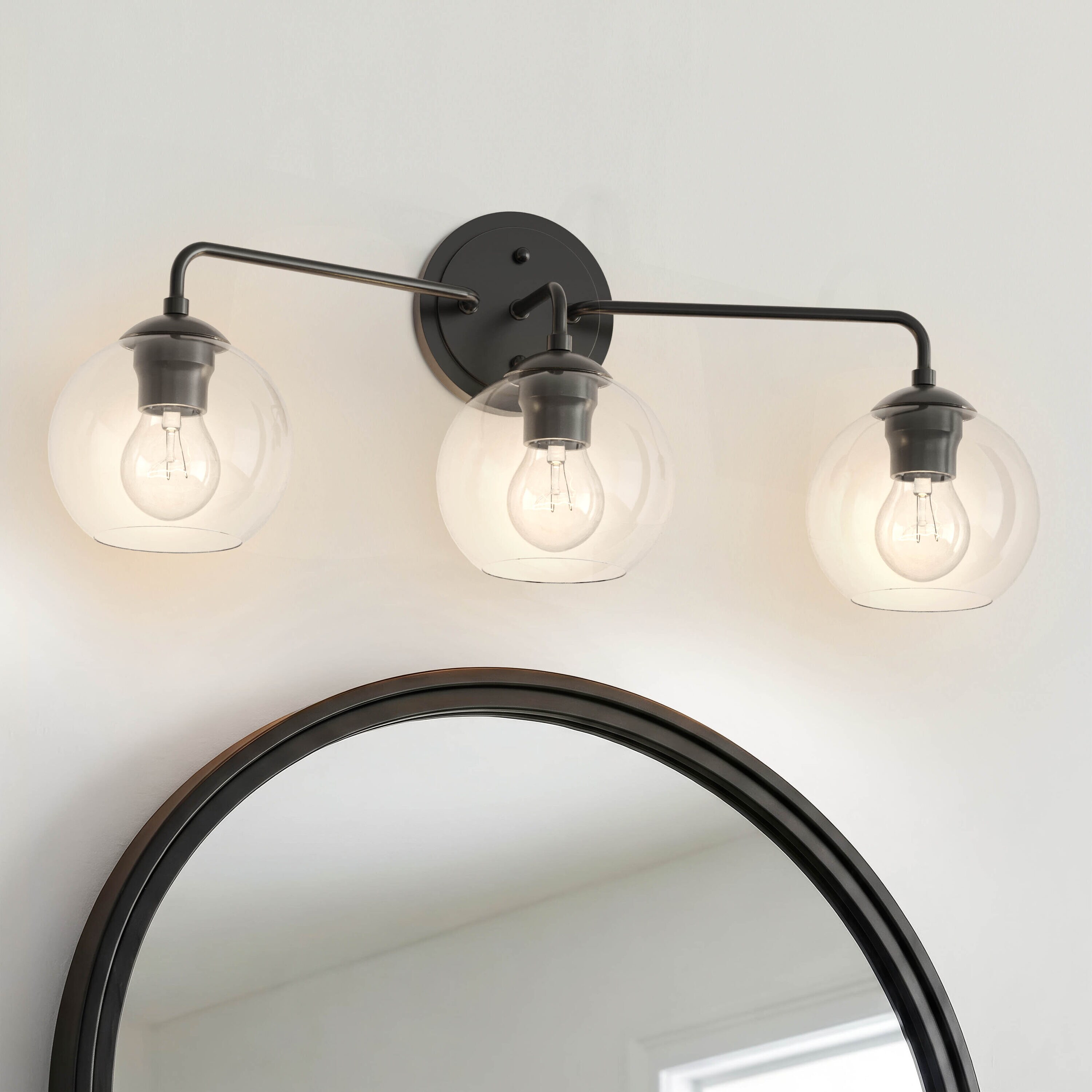 Millennium Lighting 25.5-in 3 Light Matte Black Transitional Bathroom Vanity light