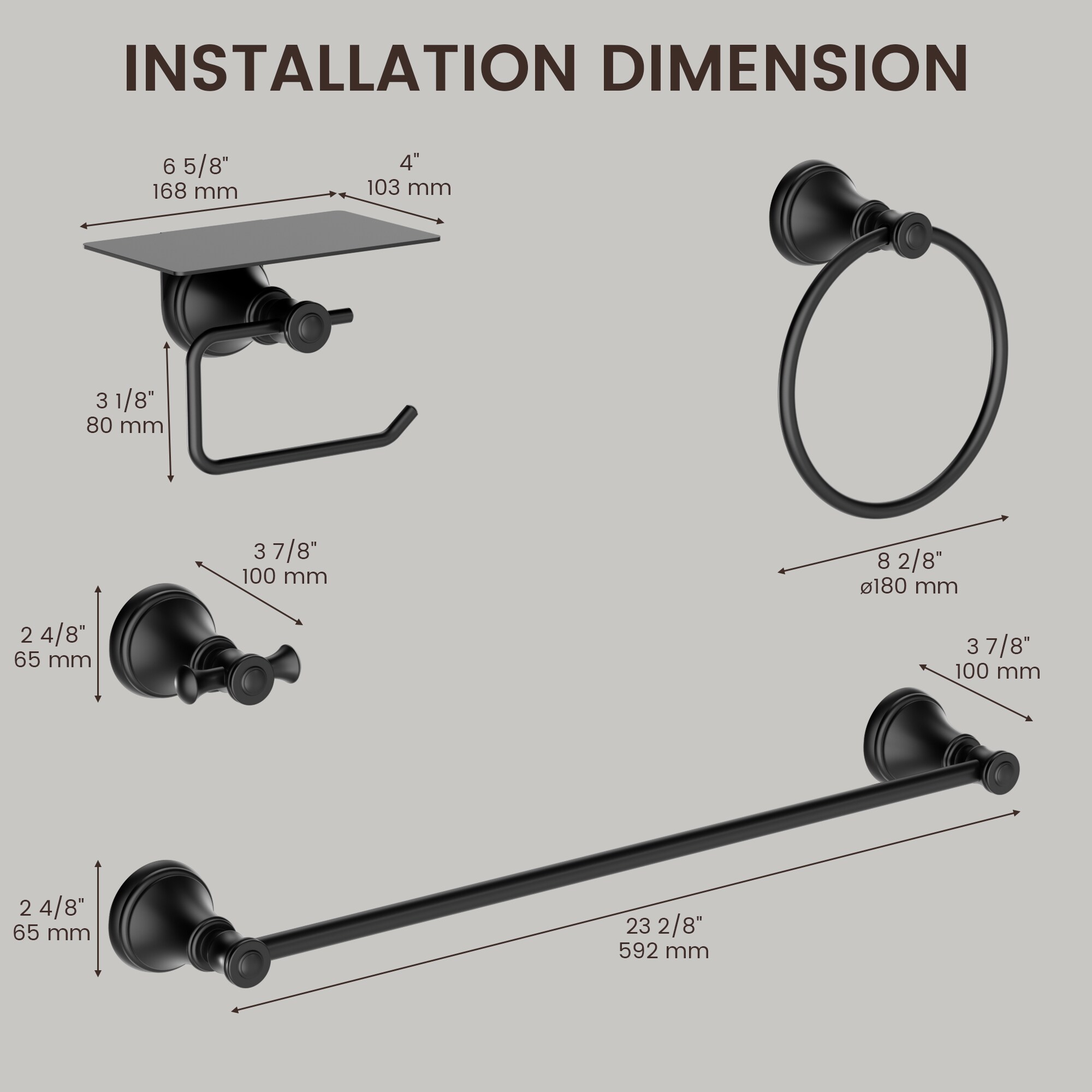YAWWALK Y20W08-MB-1 Decorative-Bath-Hardware-Kits - View #9