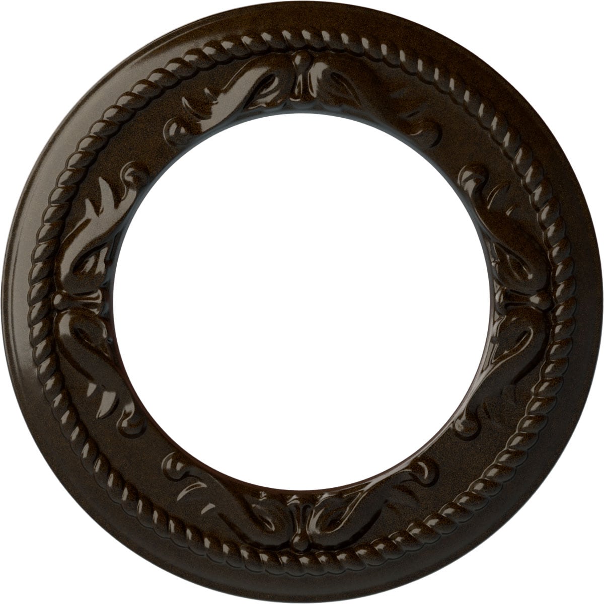 Ekena Millwork CM12MEBZS Roped Medway 12.25-in W x 12.25-in L Painted Bronze Polyurethane Whole Ceiling Medallion