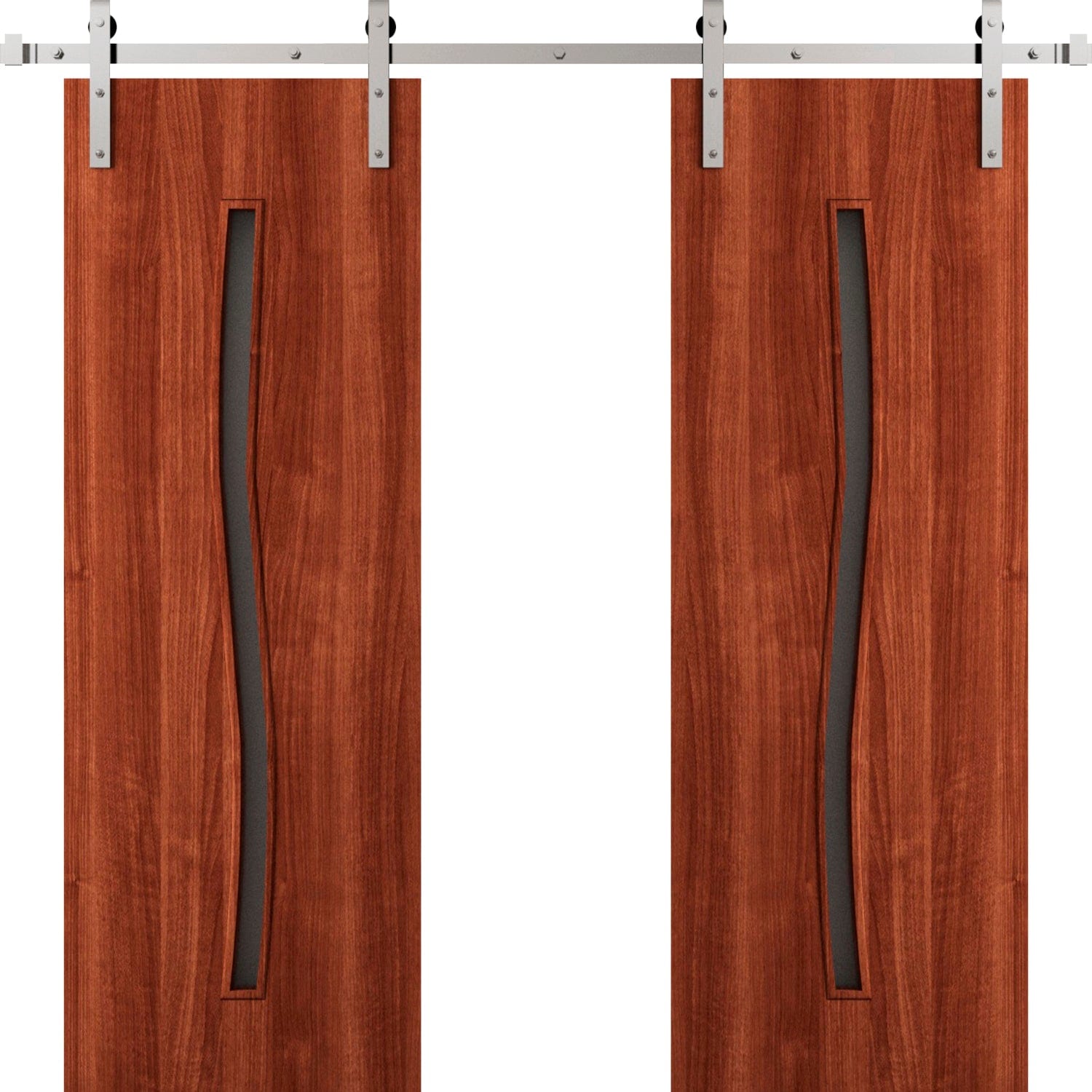 SARTODOORS Modern Double Barn Door 60 x 80 inches BASIC 3002 Walnut ...