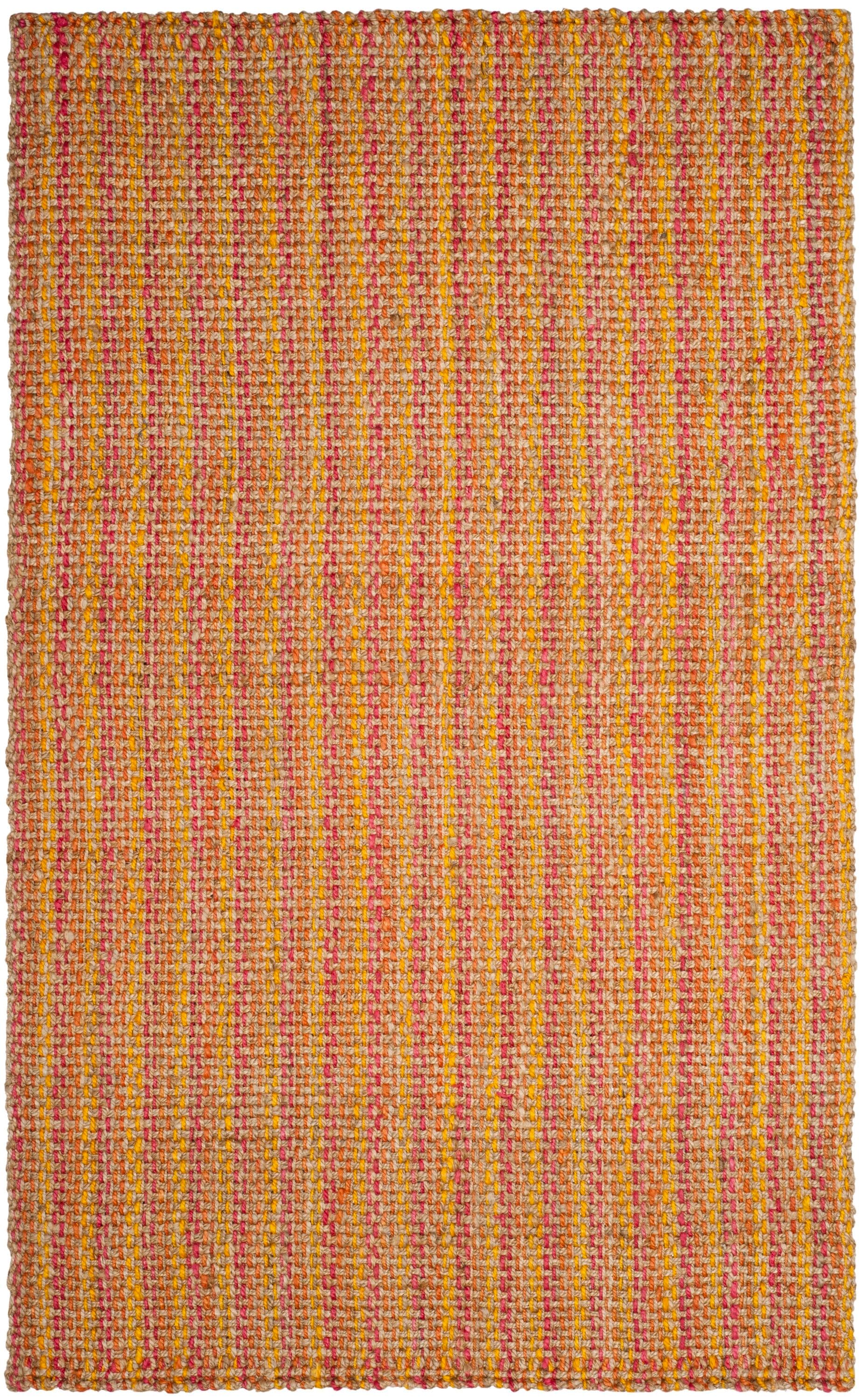 Safavieh NF262A-5 Natural Fiber Margate 5 x 8 (ft) Jute Pink/Multi Rectangular Indoor Stripe Coastal Area rug