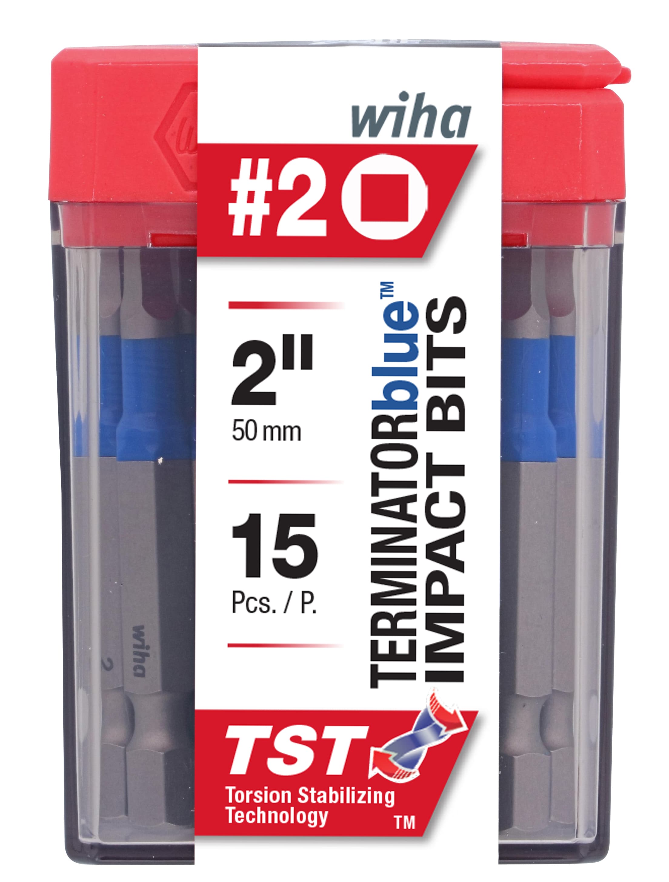 Wiha TerminatorBlue Square #2 1/4-in x 2-in Square/Robertson Impact Driver Bit 15 -Piece #70265