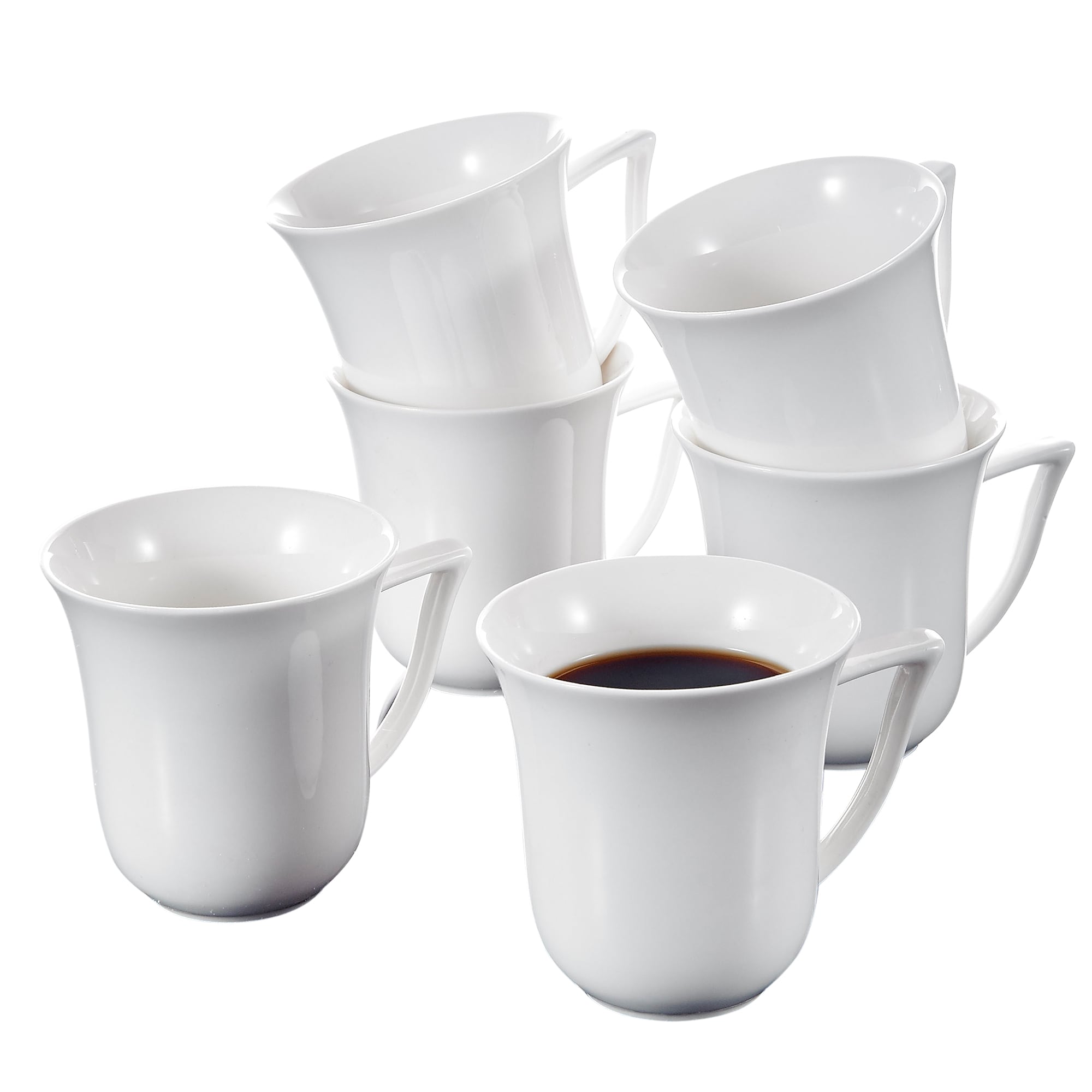Malacasa, Carina Series Coffee Mugs, Ivory White Porcelain Coffee