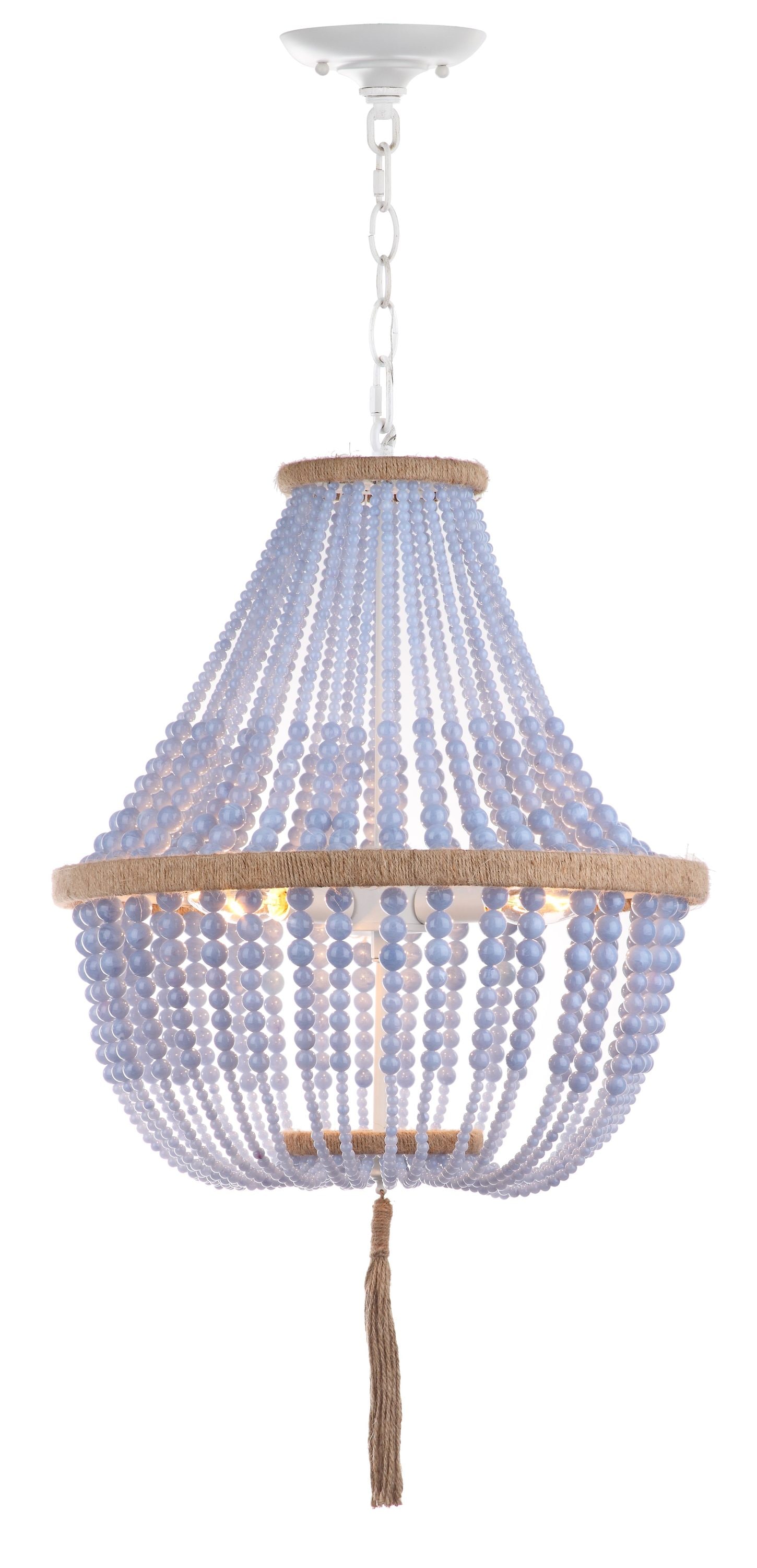 Contemporary Kristi 3-Light 16.5" Blue Beaded Pendant
