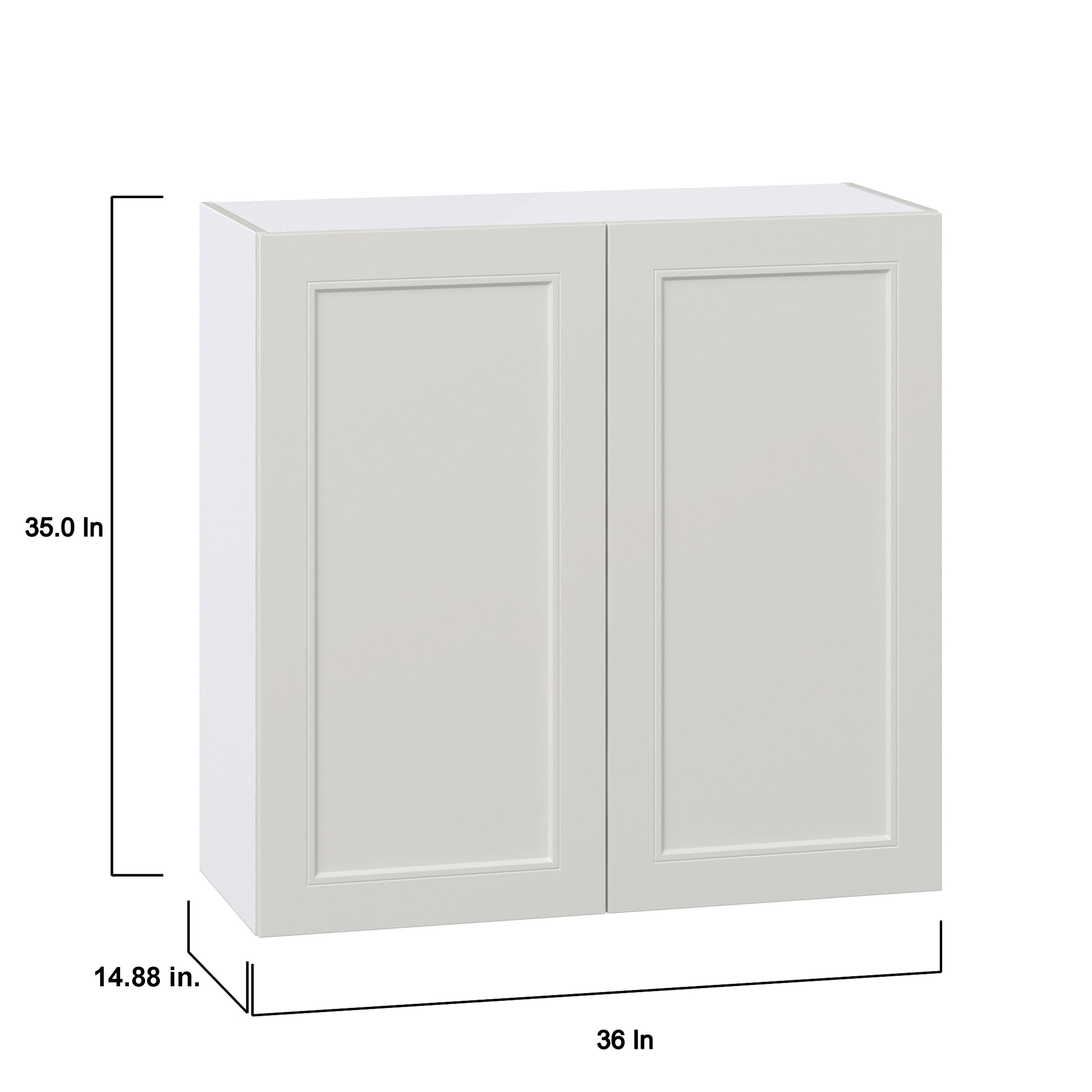 Hugo&Borg Belcourt 36-in W x 35-in H x 14-in D Gray Painted Wall Fully Assembled Cabinet (Recessed Panel Shaker Door Style)