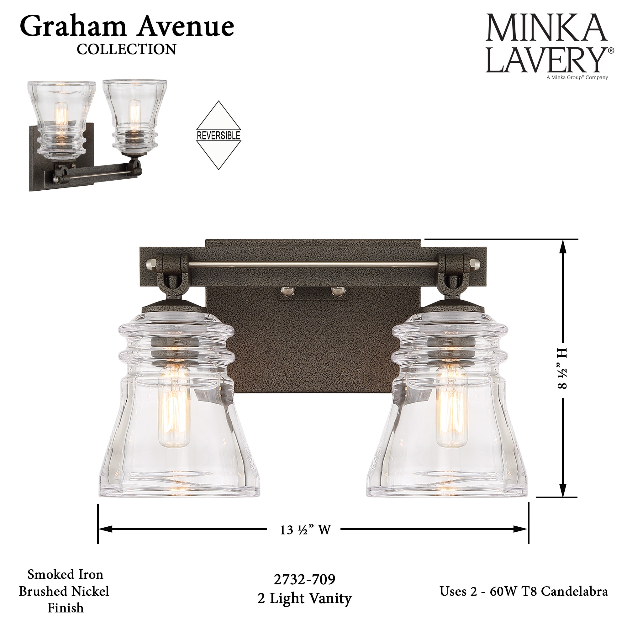 Minka Lavery Graham Avenue 13.5-in 2-light Multiple Finishes Multiple 