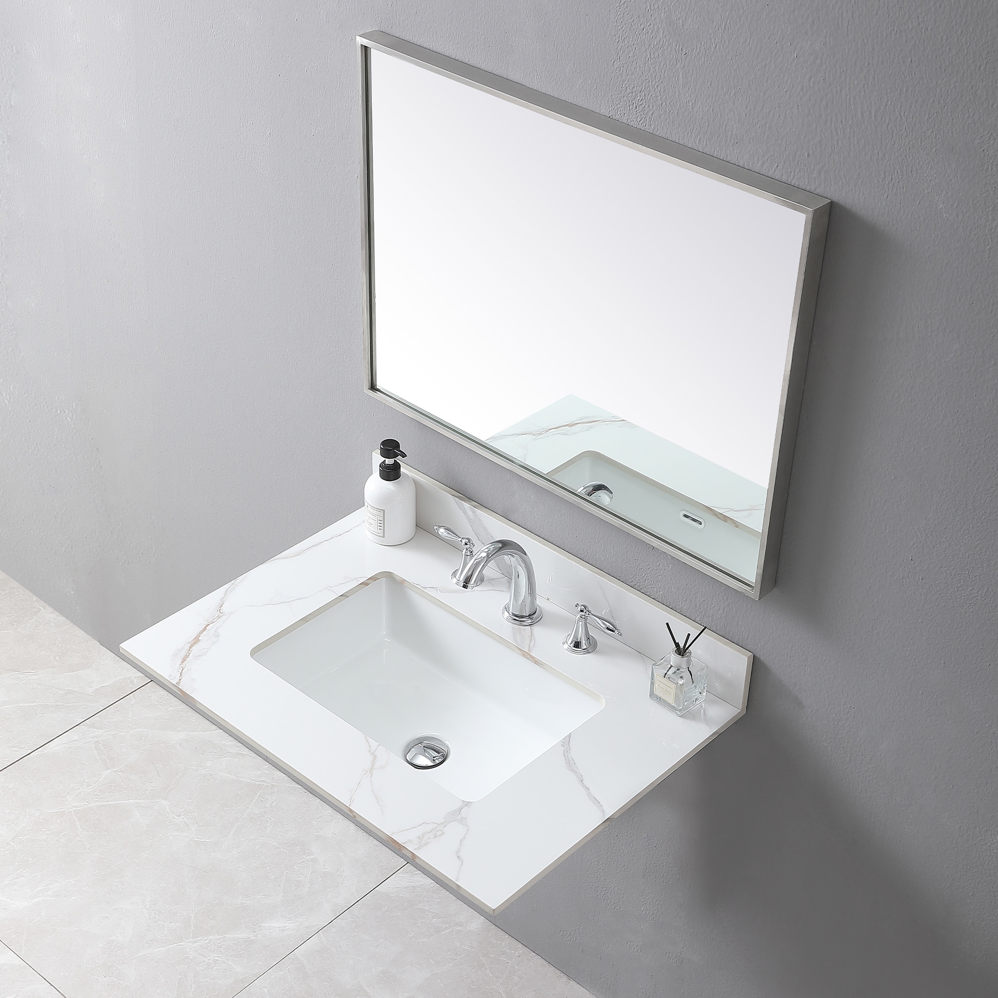 Vanityfus Montary 31 Inch Carrara Gold Sintered Stone Vanity Top with 3 Holes - Undermount Sink
