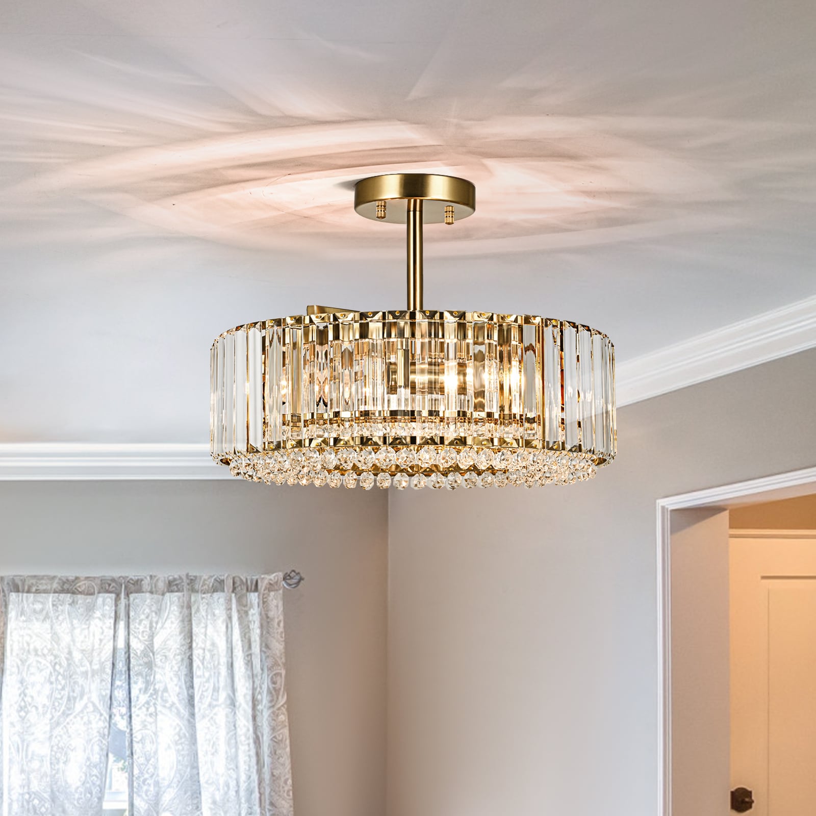 EDISLIVE YL81064288 4 -Light 15.7-in Gold Semi Flush Mount Light