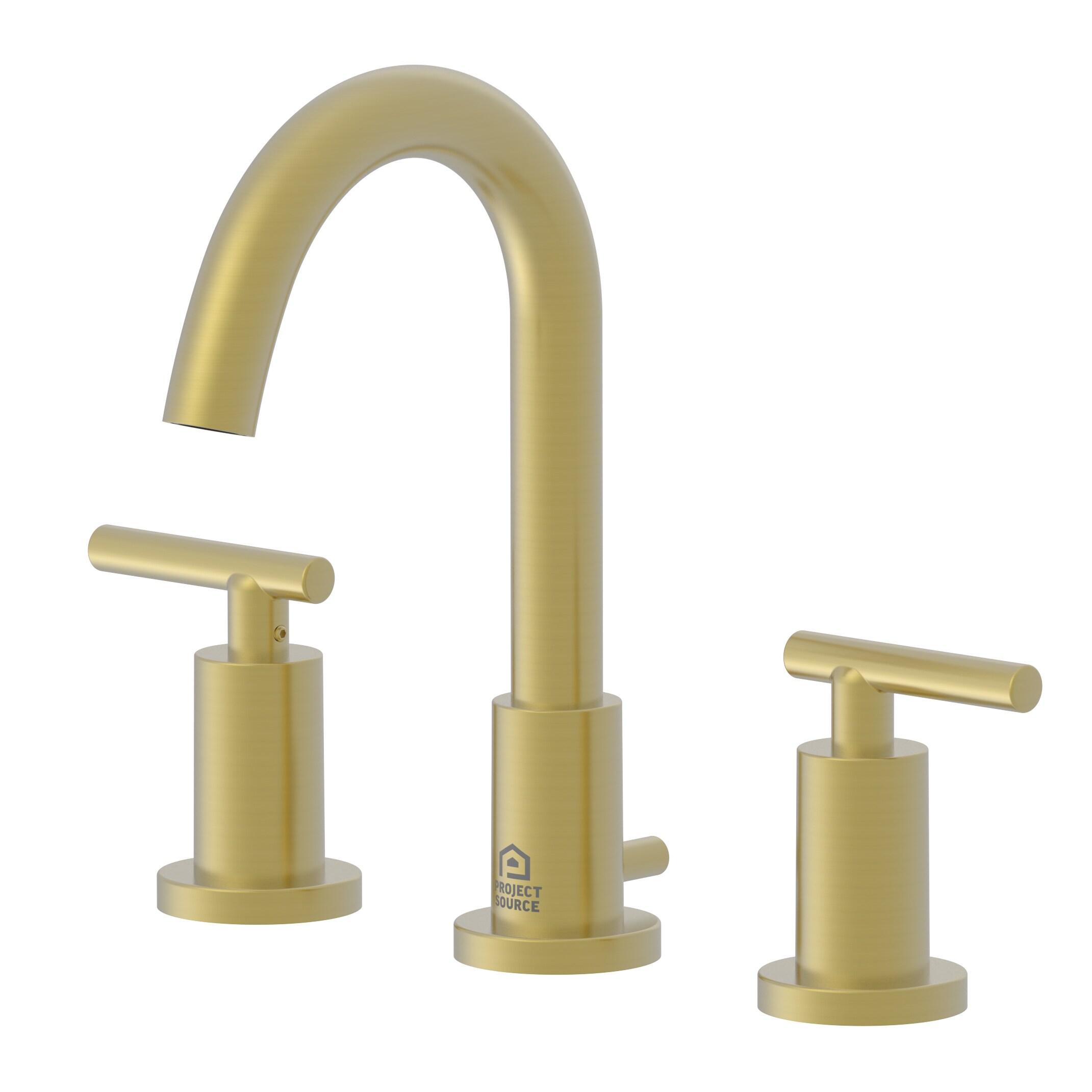 Project Source W2163PBB Gold Widespread 2-handle WaterSense High-arc Commercial/Residential Handle Bathroom Sink Faucet with Drain