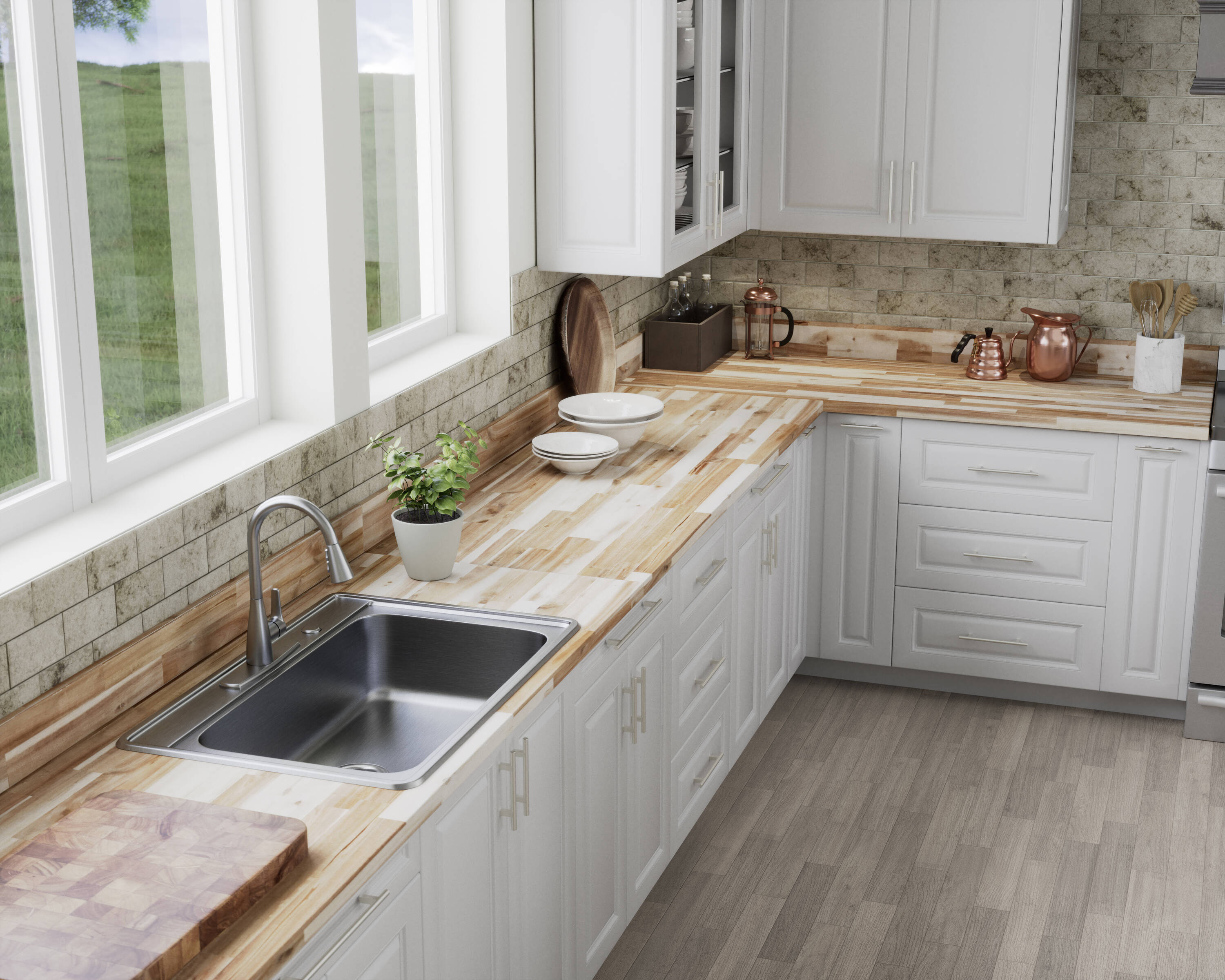 allen + roth Acacia Countertops 4in x 96in Natural Backsplash Panels