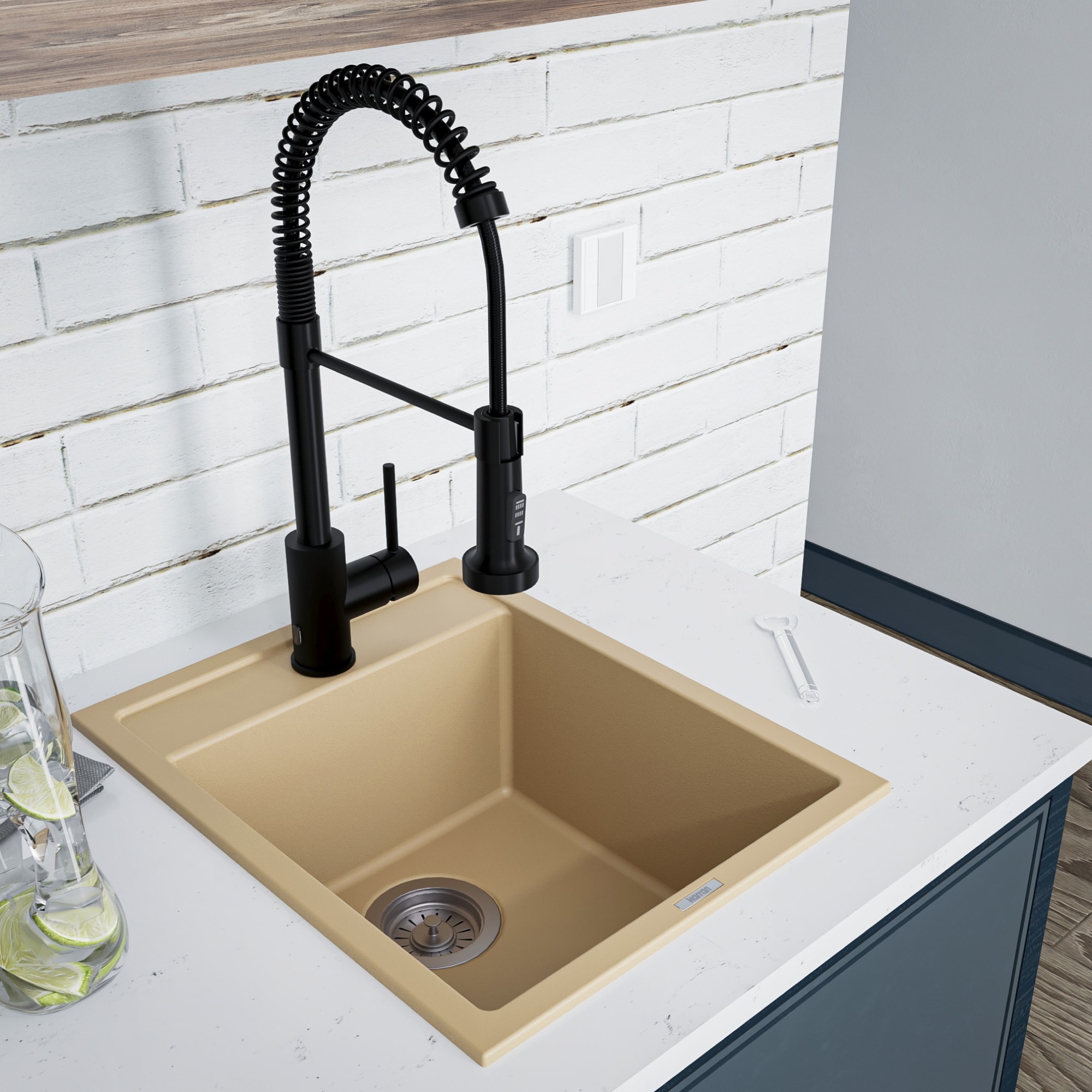 Karran QT-825-BI 15.75 L x 19.75 W Quartz 1-Hole Drop-in Residential Bar Sink