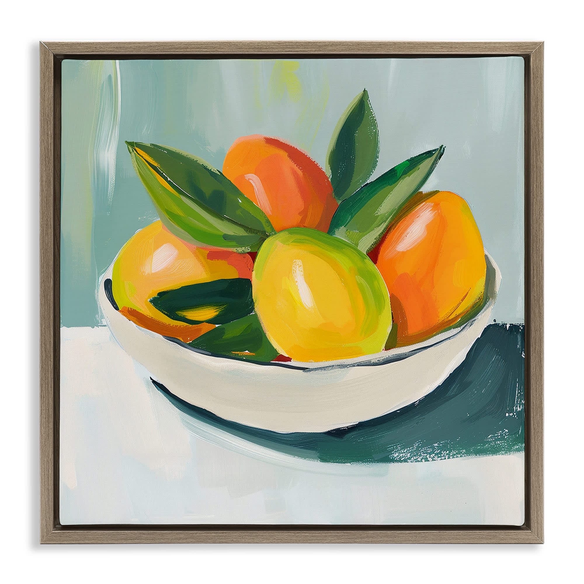 Stupell Industries BS-340-FFE-17X17 Bowl of Citrus Fruit Brown Framed Floater Canvas Wall Art By Walker Noble 18 x 18