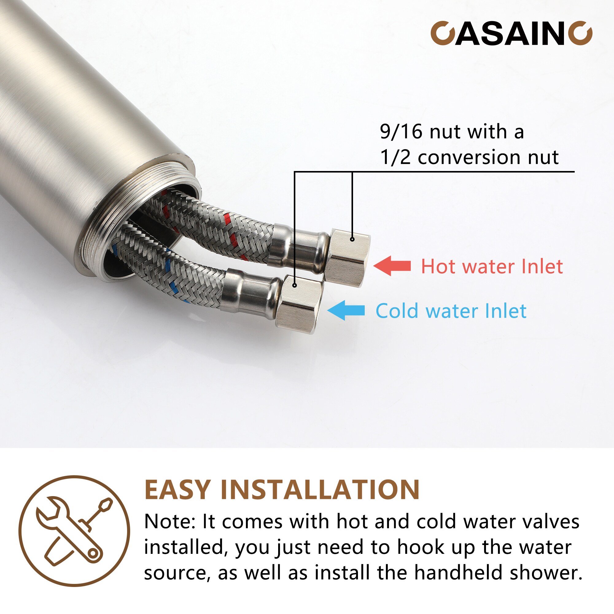 Brushed Nickel Freestanding Bathtub Faucet with Handshower