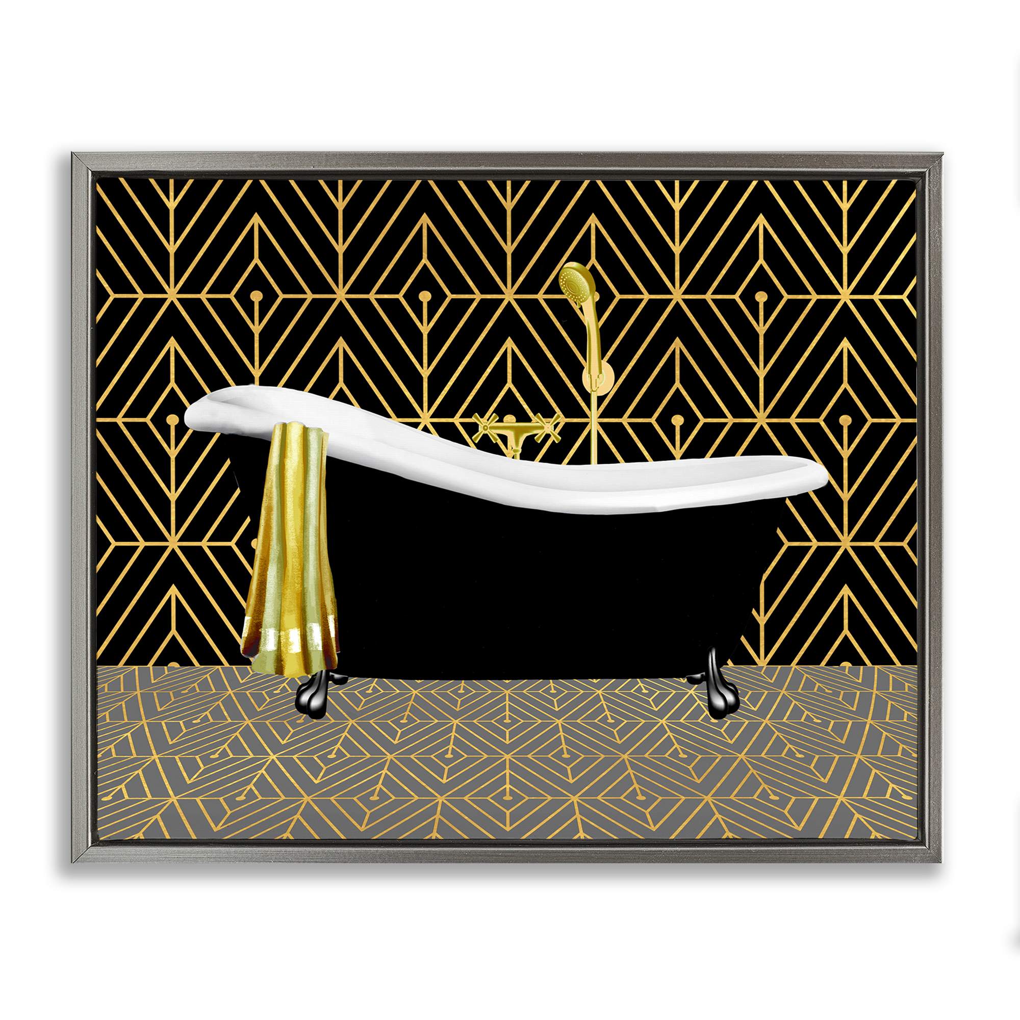 Stupell Industries BT-957-FFL-24X30 Deco Patterned Bathtub Floating Frame design by Conrad Knutsen