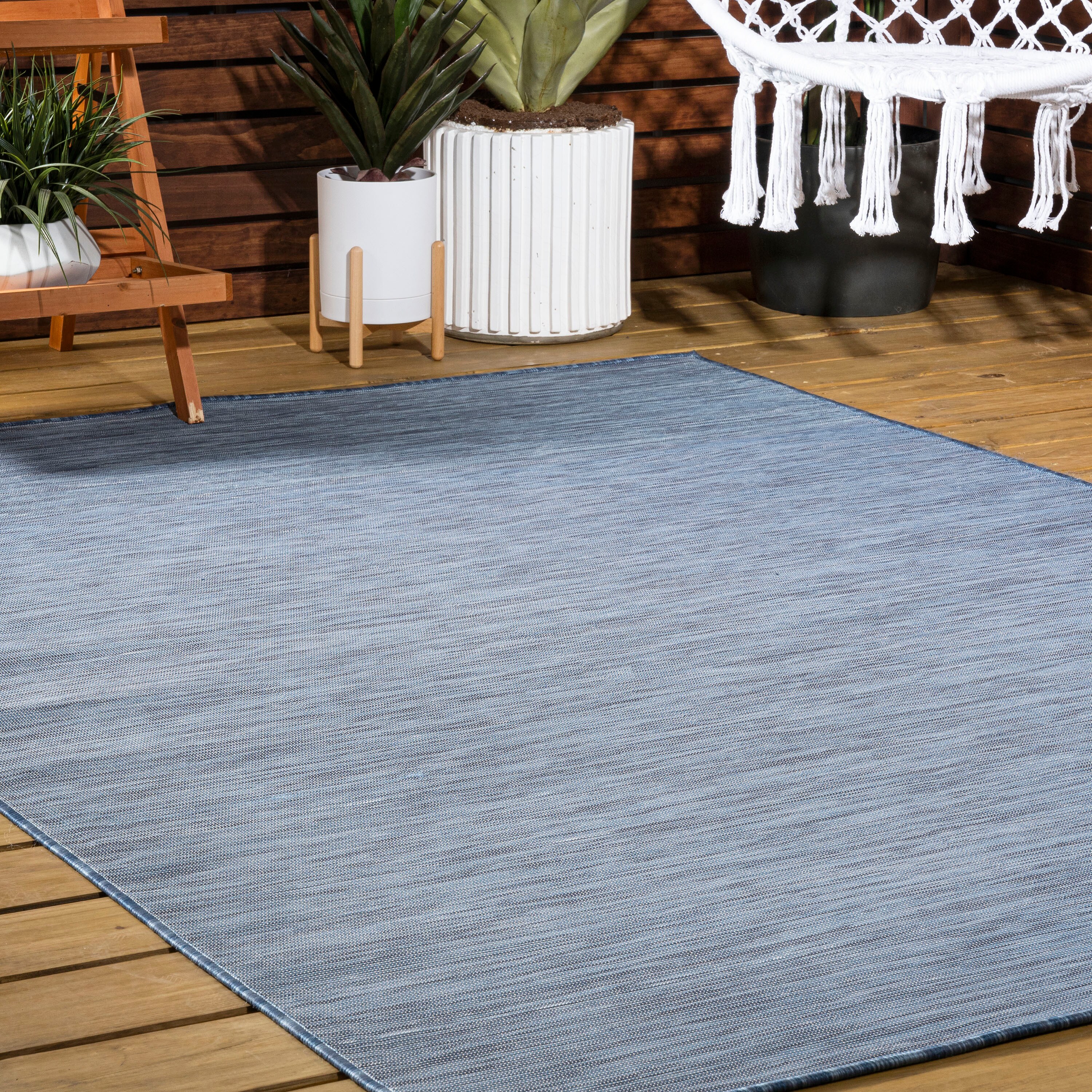 JONATHAN  Y TSN100B-8 TUSCAN SUN Ethan Flatweave 8 x 10 (ft) Loomed Polypropylene Blue Rectangular Indoor/Outdoor Solid Coastal Area rug