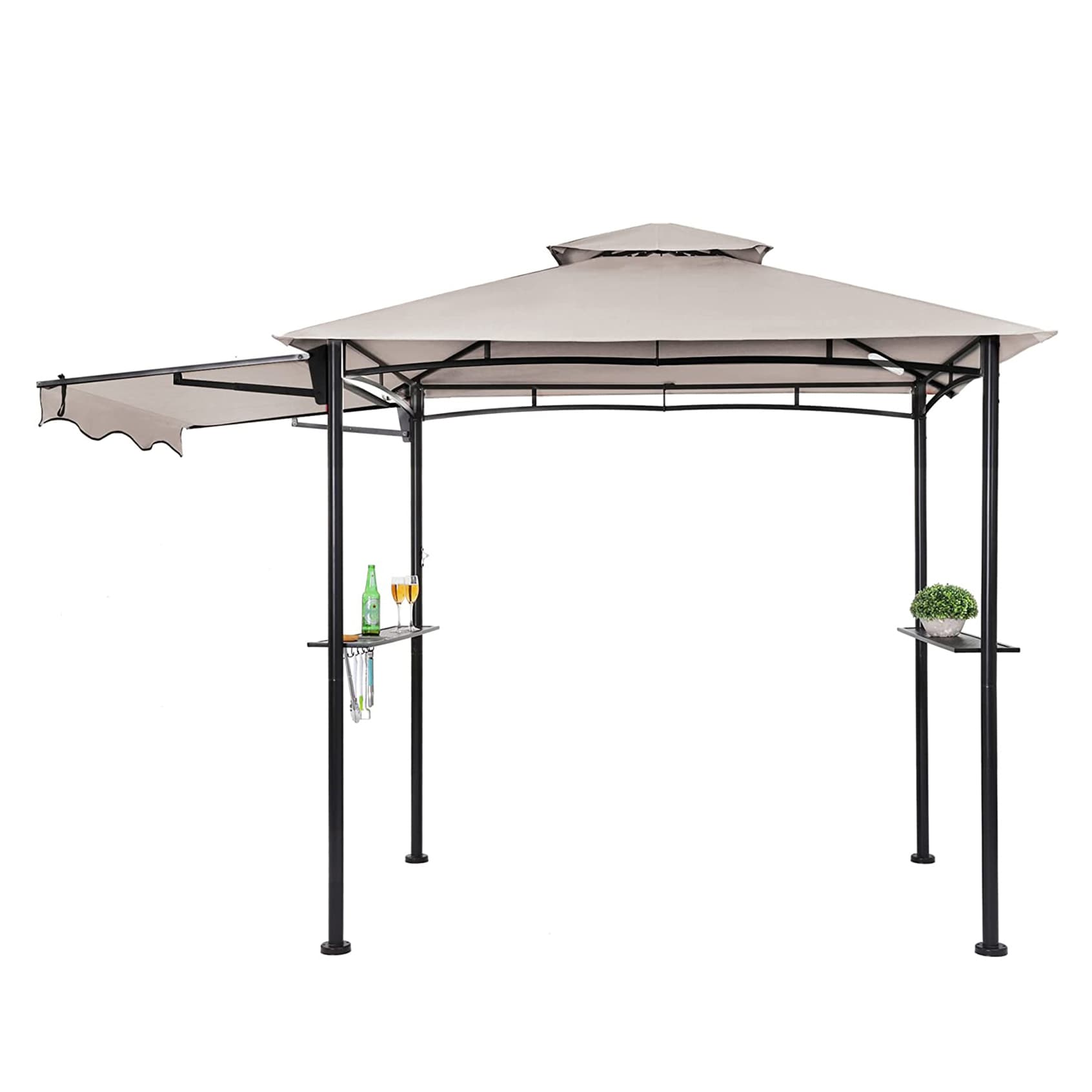 StarEcho SKPE-GREY 8-ft x 5-ft Grey Rectangle Semi-permanent Grill Gazebo with Soft top Roof