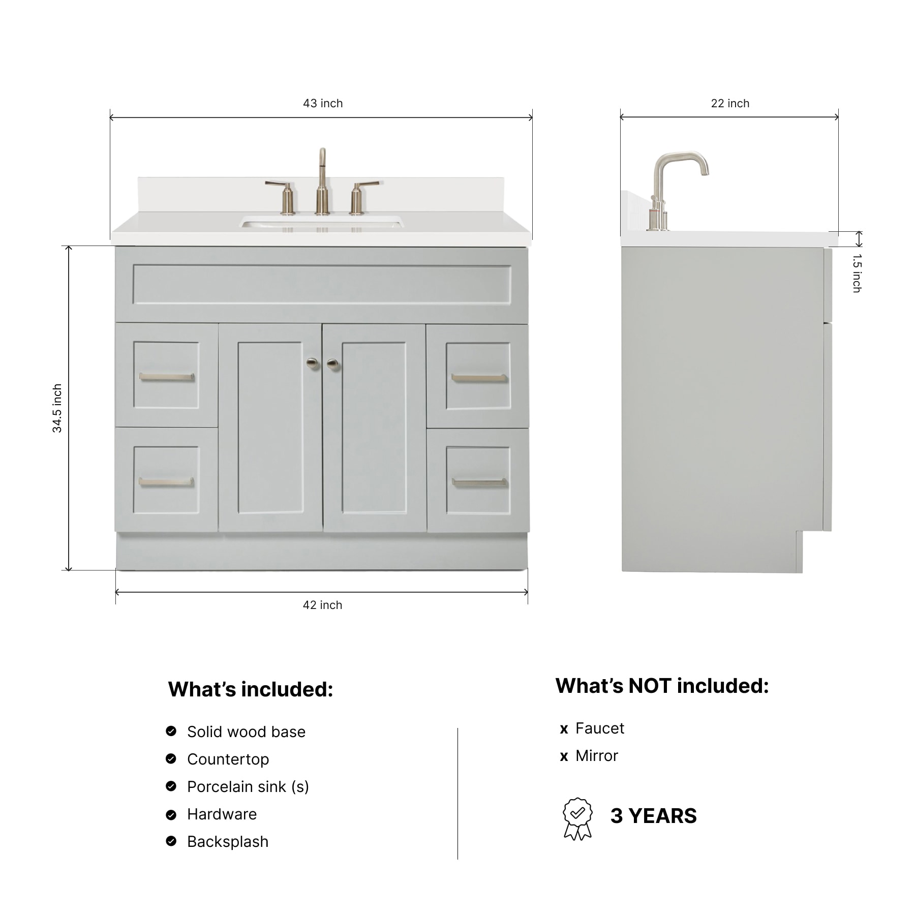 ARIEL F043S-WQ-VO-GRY Bath-Vanity-Combo - View #3