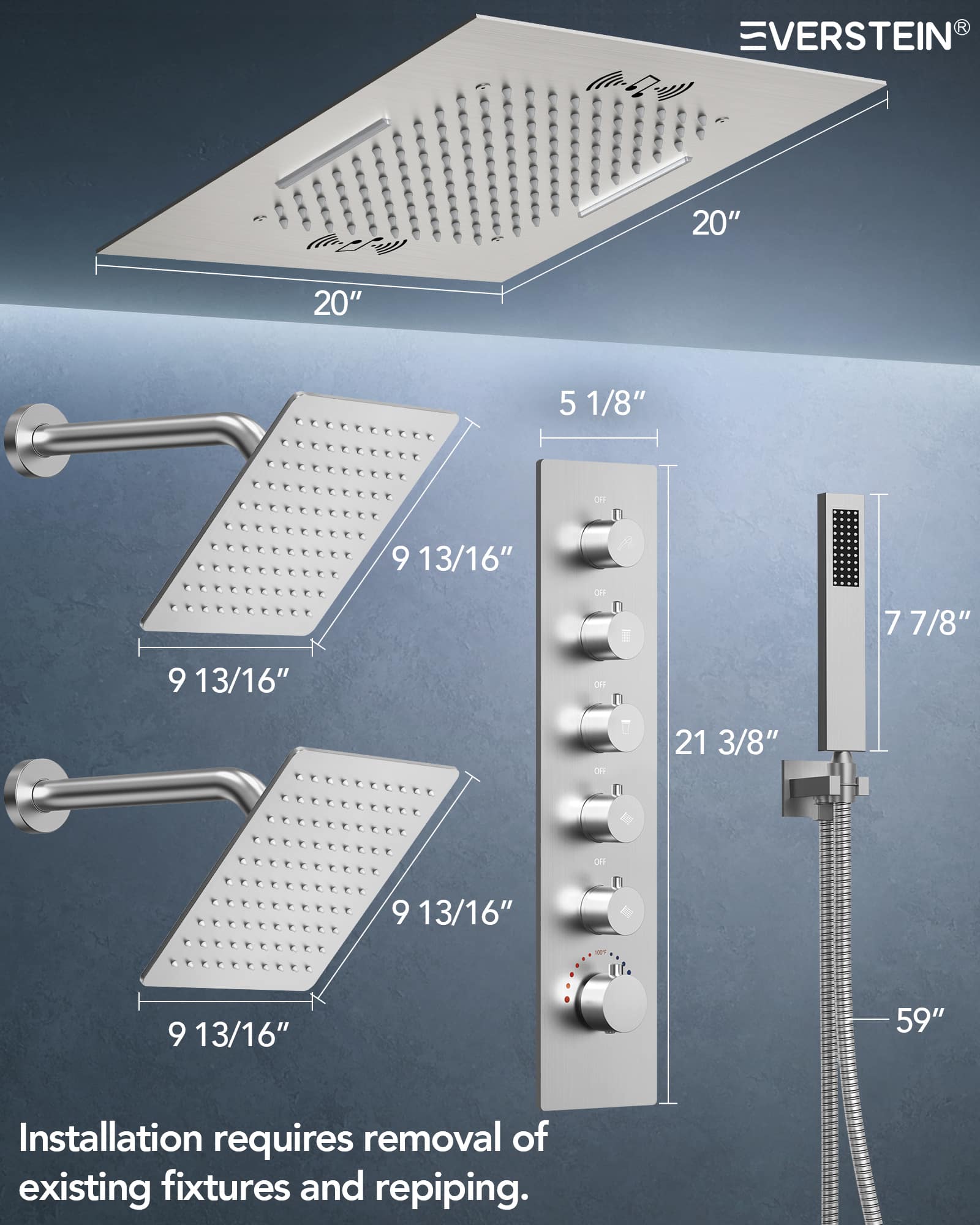 EVERSTEIN SFS-1056-NK20 Tub-Shower-Faucets - View #11