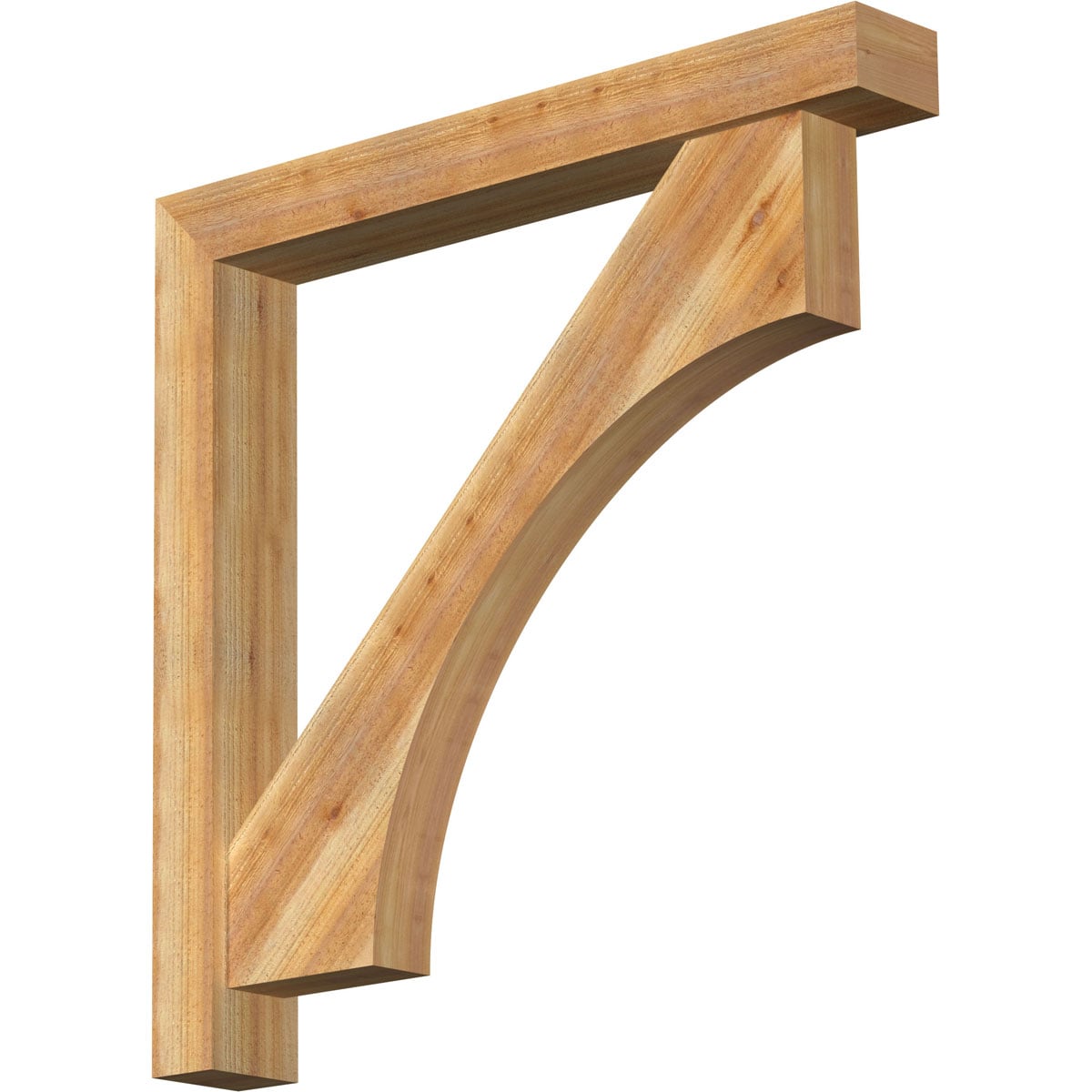 Ekena Millwork 1464362 Westlake Block Rough Sawn Bracket with Offset Brace 6-in x 44-in x 44-in Western red cedar Brown Wood Standard bracket