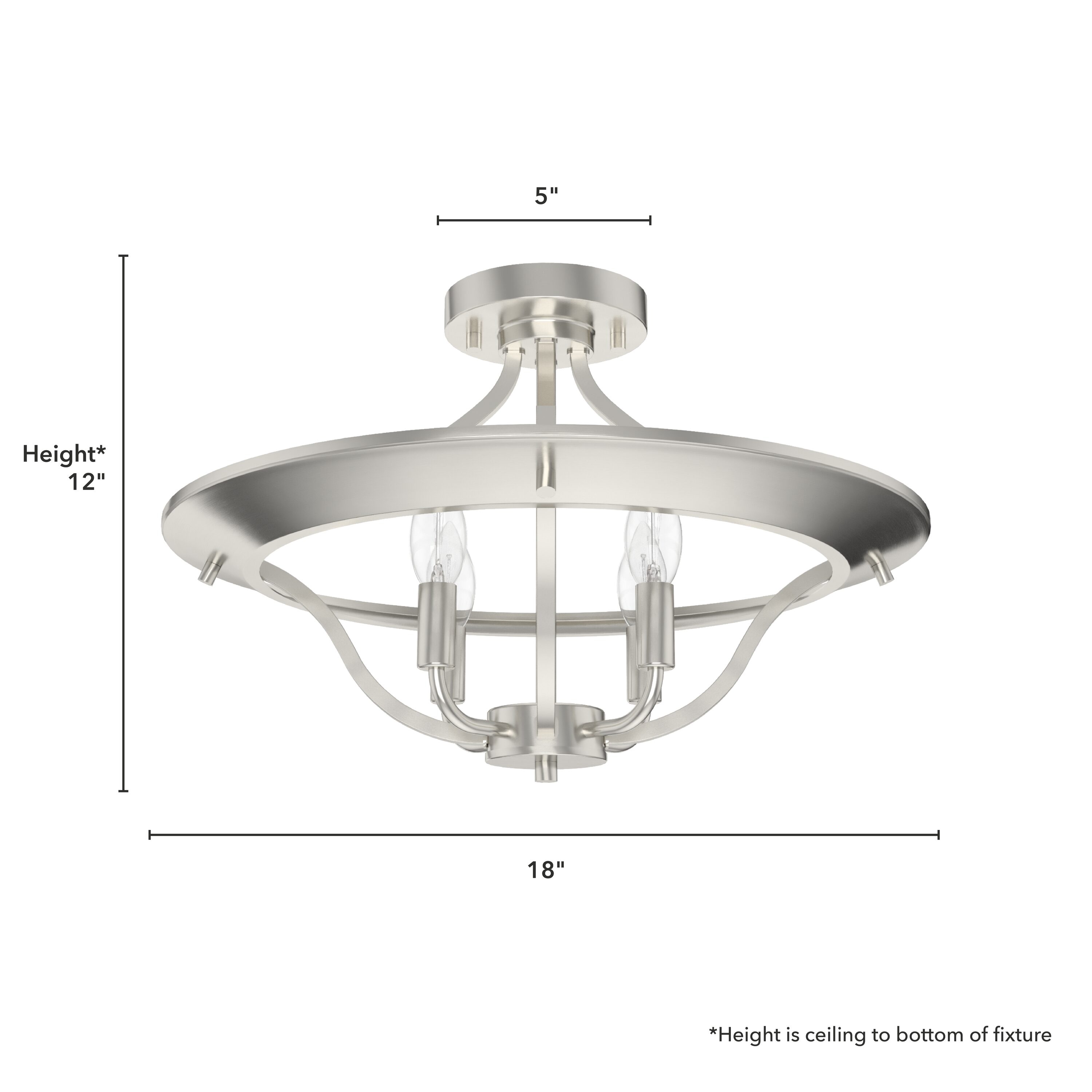 Perch Point Brushed Nickel 4-Light LED Semi-Flush Mount