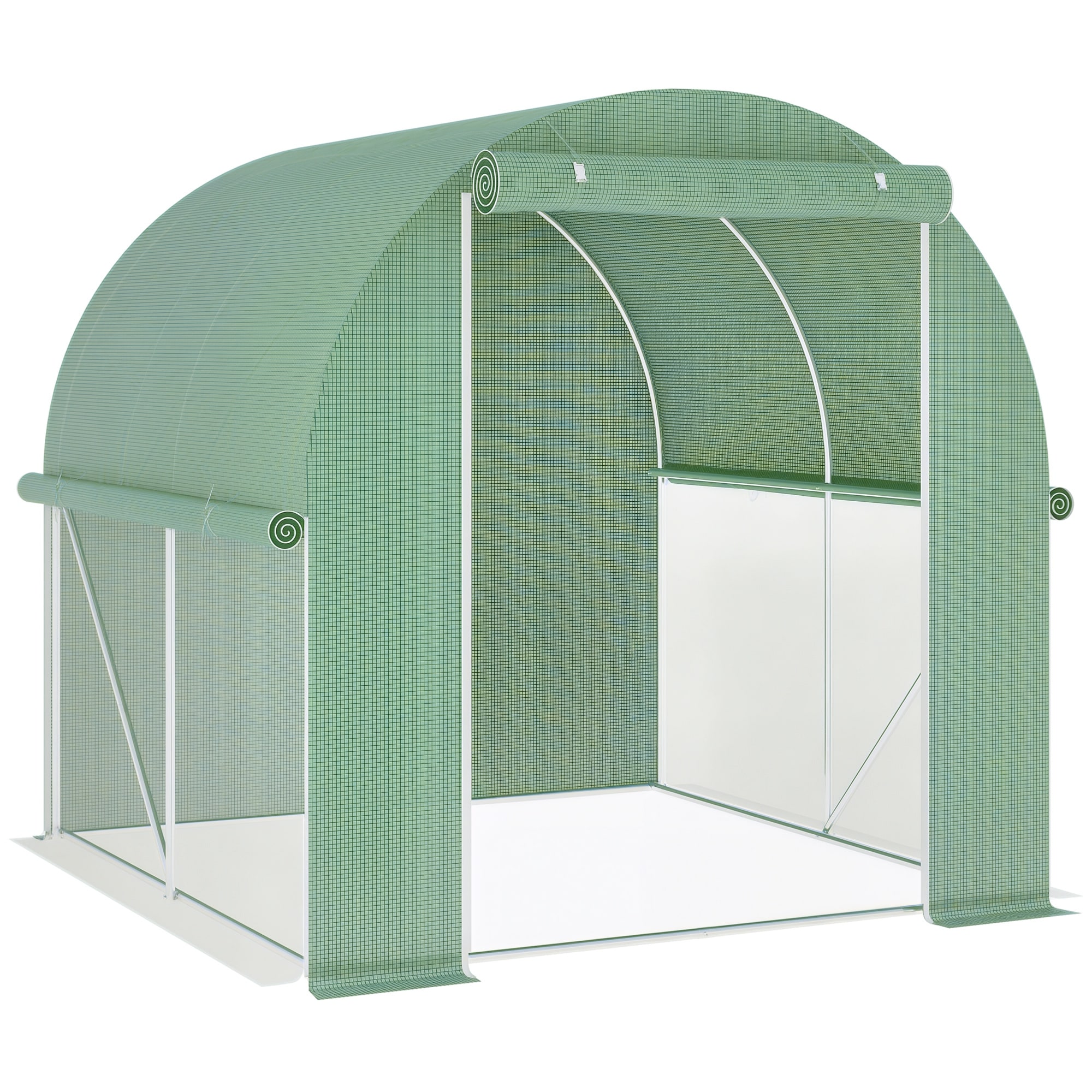 Outsunny 845-590 6' x 6' x 6' Tunnel Greenhouse Outdoor WalkIn Hot House with Rollup Plastic Cover and Zippered Door Steel Frame Green