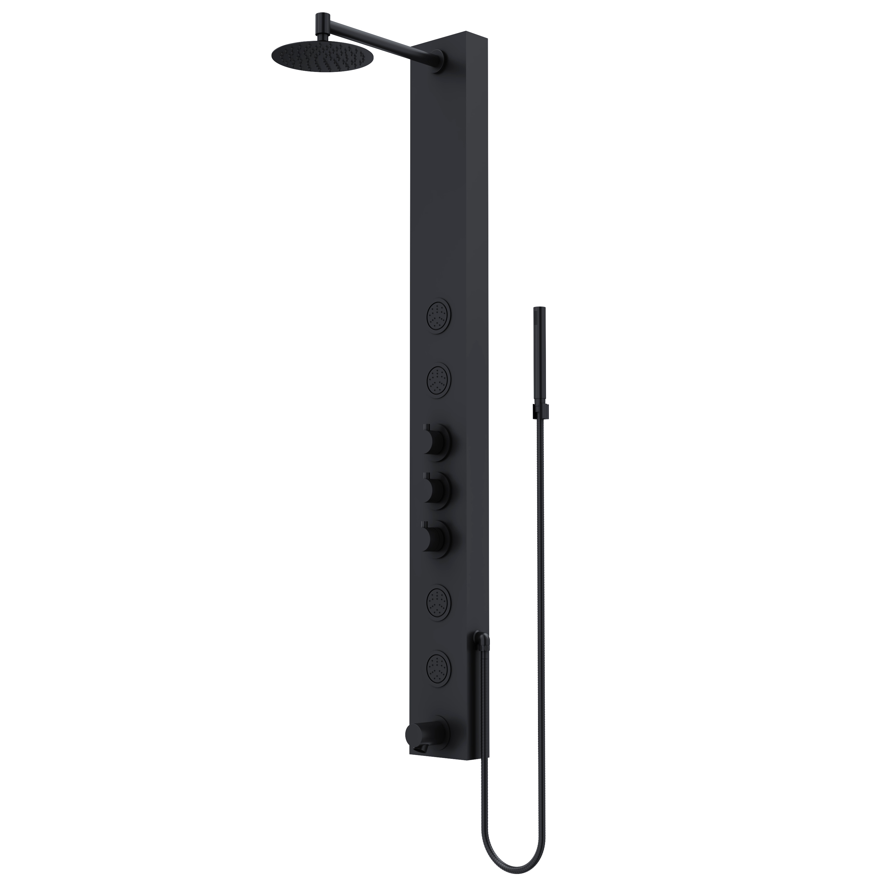 VIGO Bowery Matte Black Dual Head Shower Panel System with 3-way