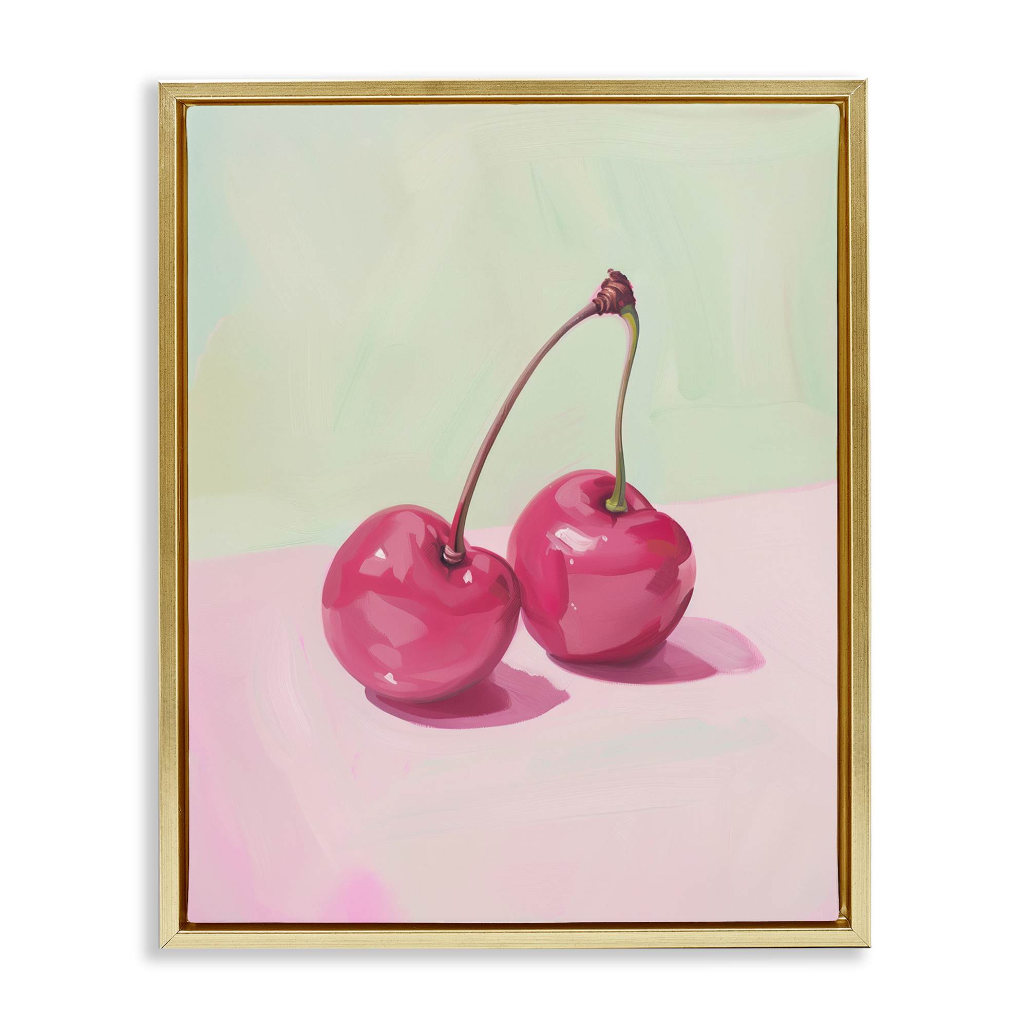 Stupell Industries BT-619-FFG-24X30 Luminous Cherries Still Life Gold Framed Floater Canvas Wall Art By Arlington Prints 25 x 31