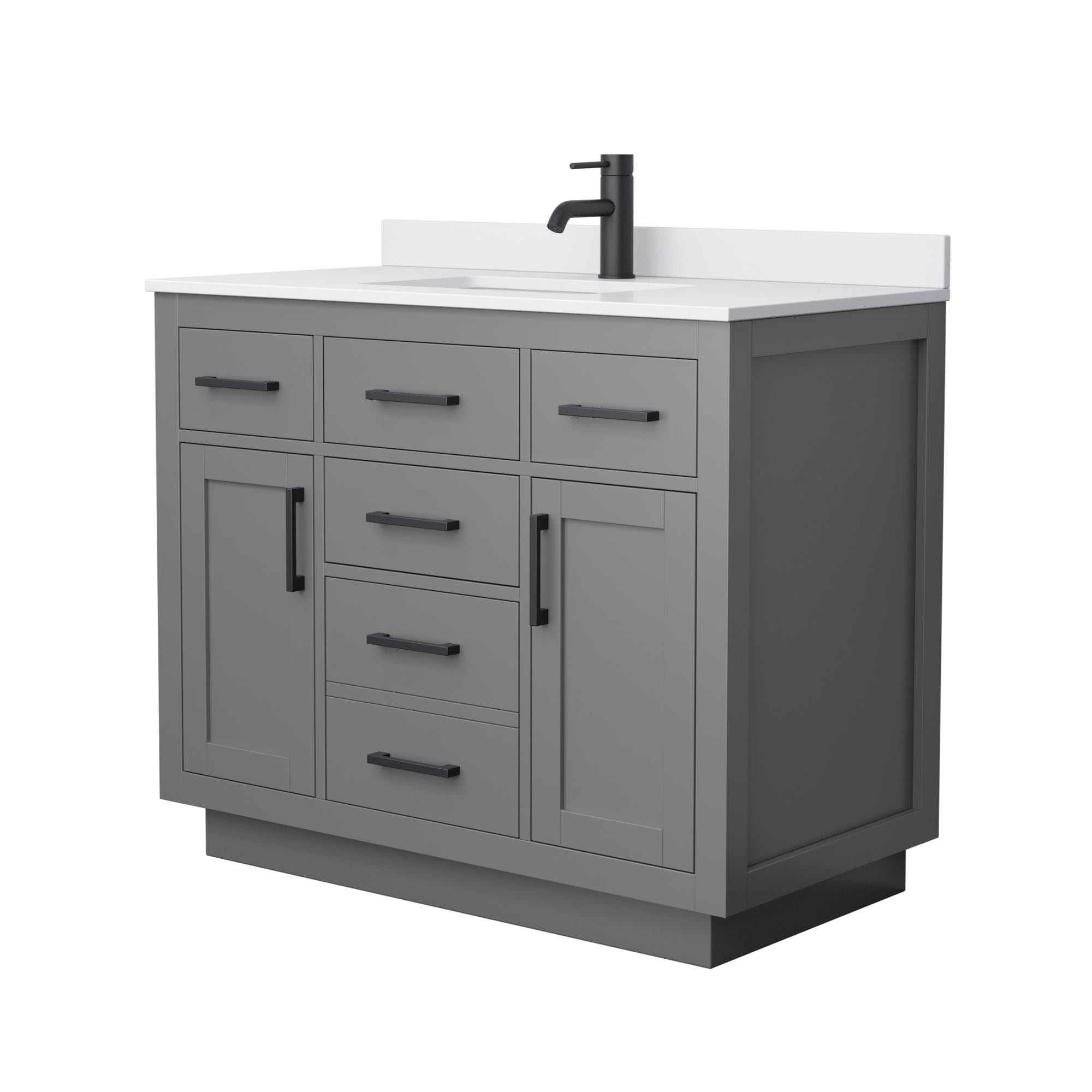 Wyndham Collection WCG262642SGBWCUNSMXX Beckett TK 42-in Dark Gray Undermount Single Sink Bathroom Vanity with White Cultured Marble Top