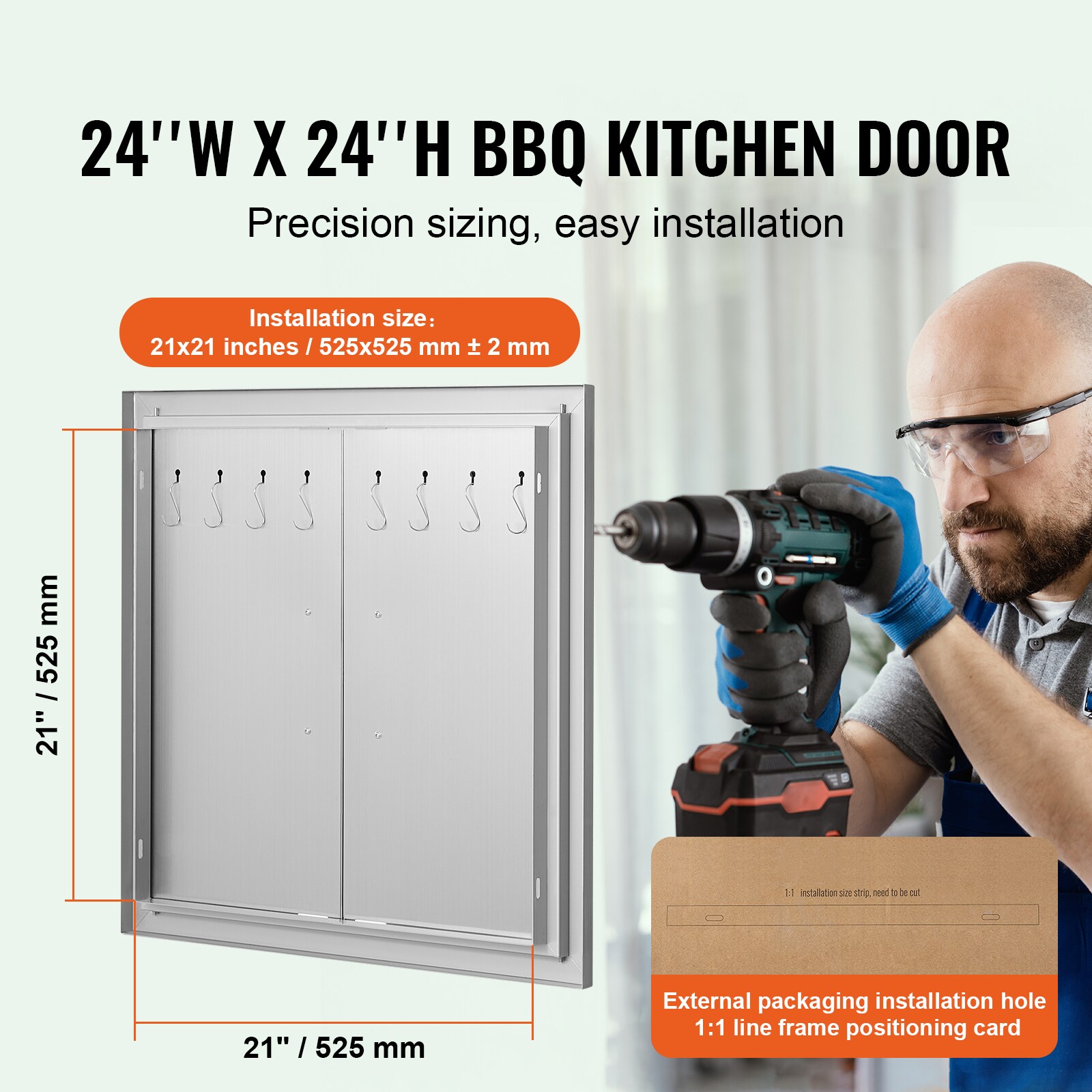 VEVOR 24x24 Inch Stainless Steel Double BBQ Access Door