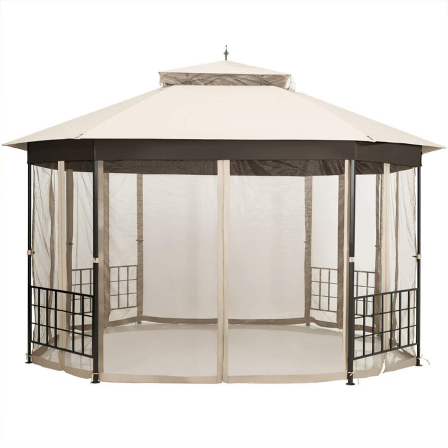 Mondawe 884-HY 10-ft x 10-ft Beige Gazebo with Soft Top Roof (Screen Included)