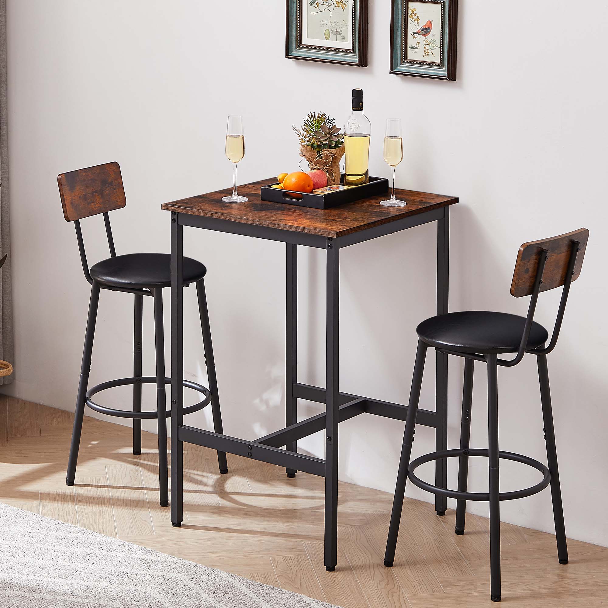 Fun Orange FUN25DS06 PU Soft Seat Brown Contemporary/Modern Dining Room Set with Square Table ( Seats 2 )