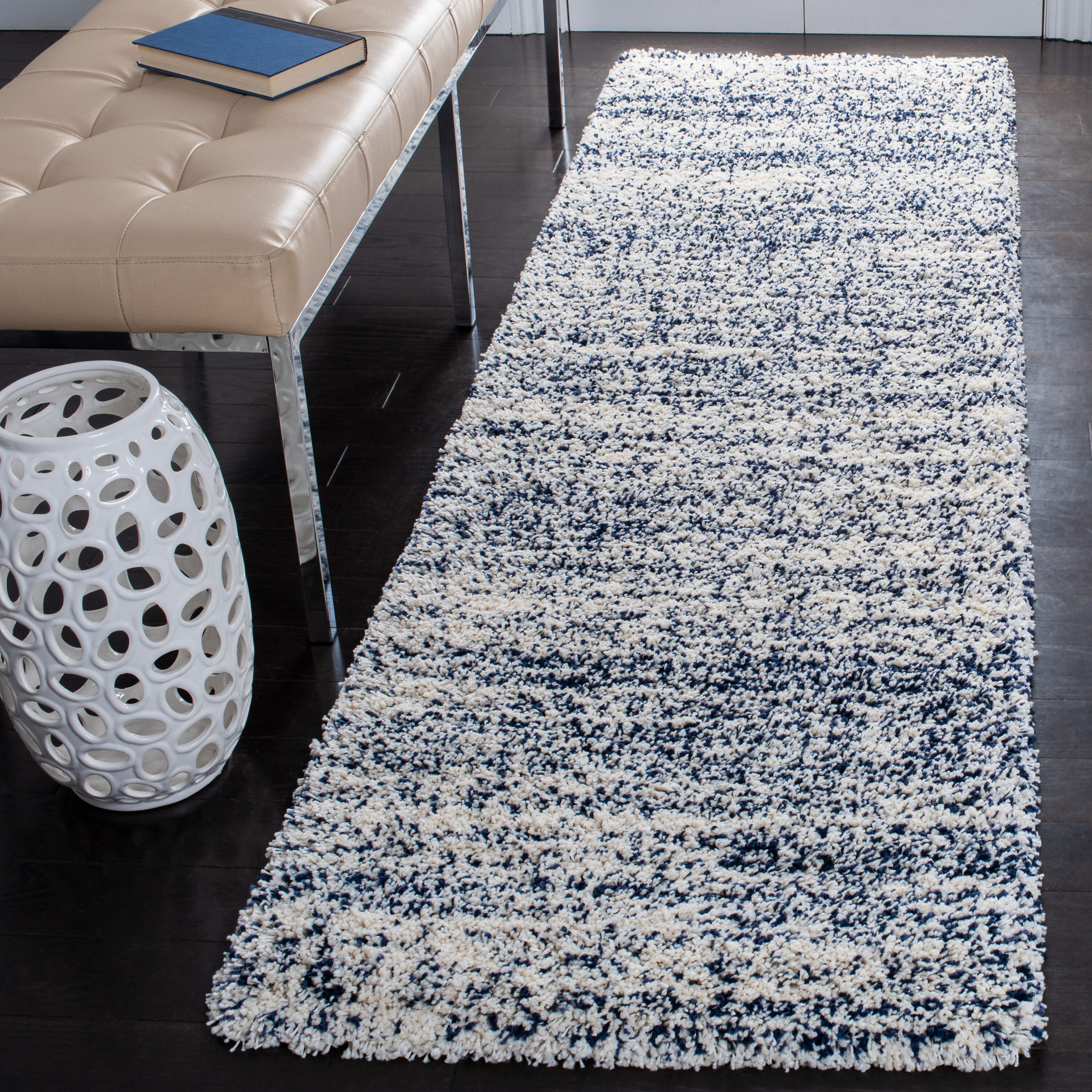 Safavieh - Hudson Shag 295A Ivory Navy 2ft-3in x 10ft