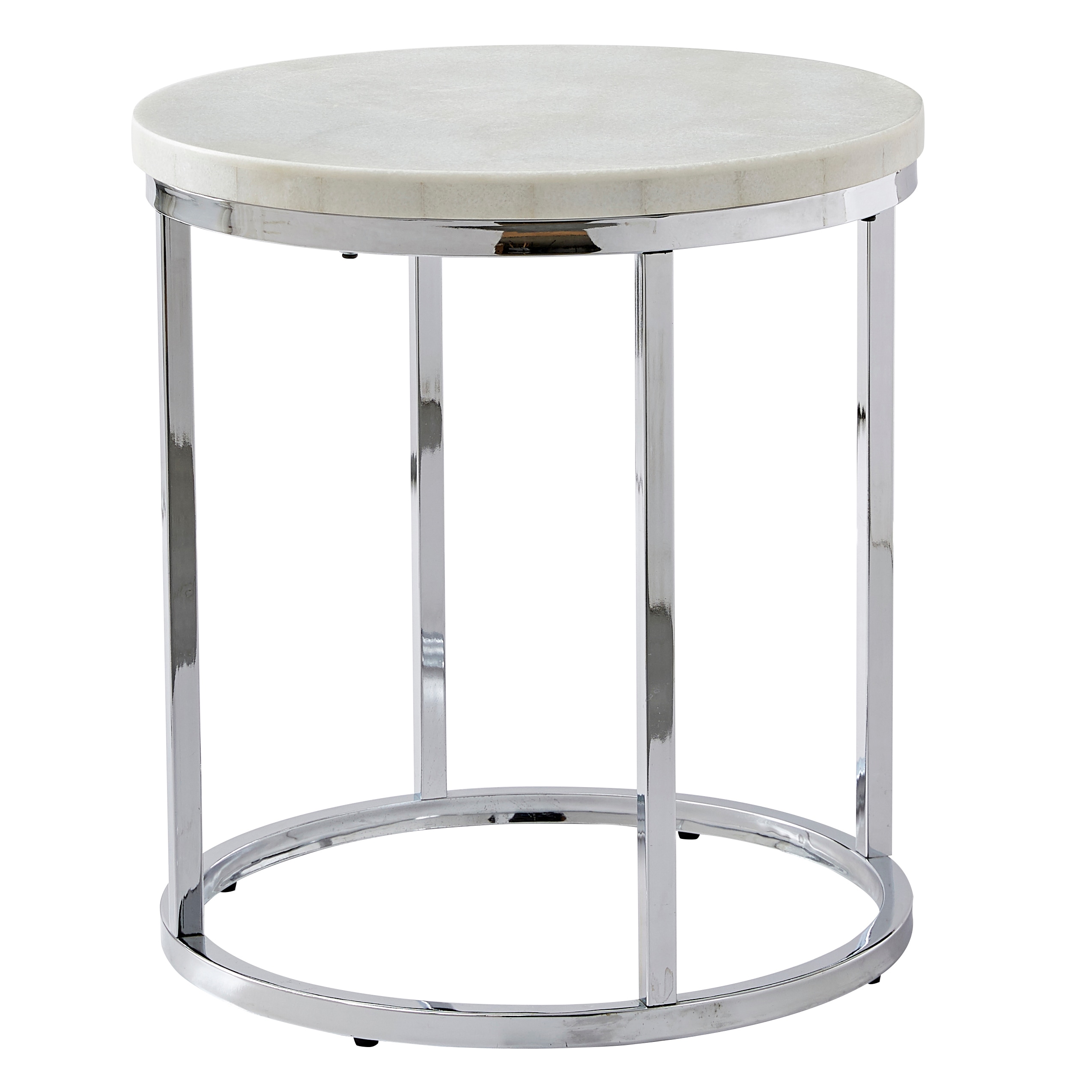 Echo 22" White Marble and Chrome Round End Table