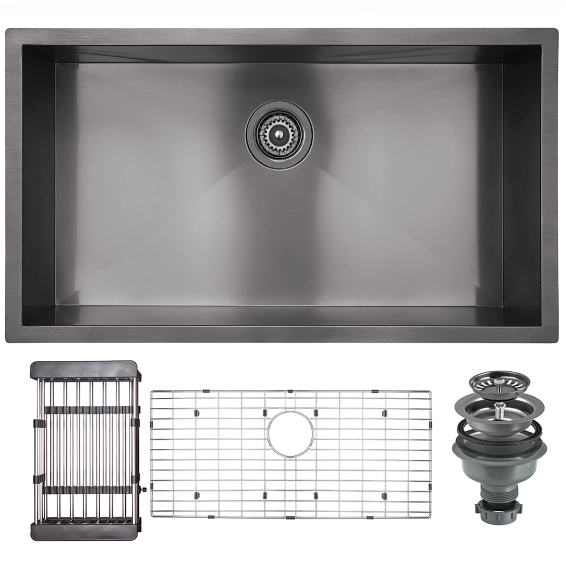 Matte Black Stainless Steel Single Bowl Undermount Kitchen Sink