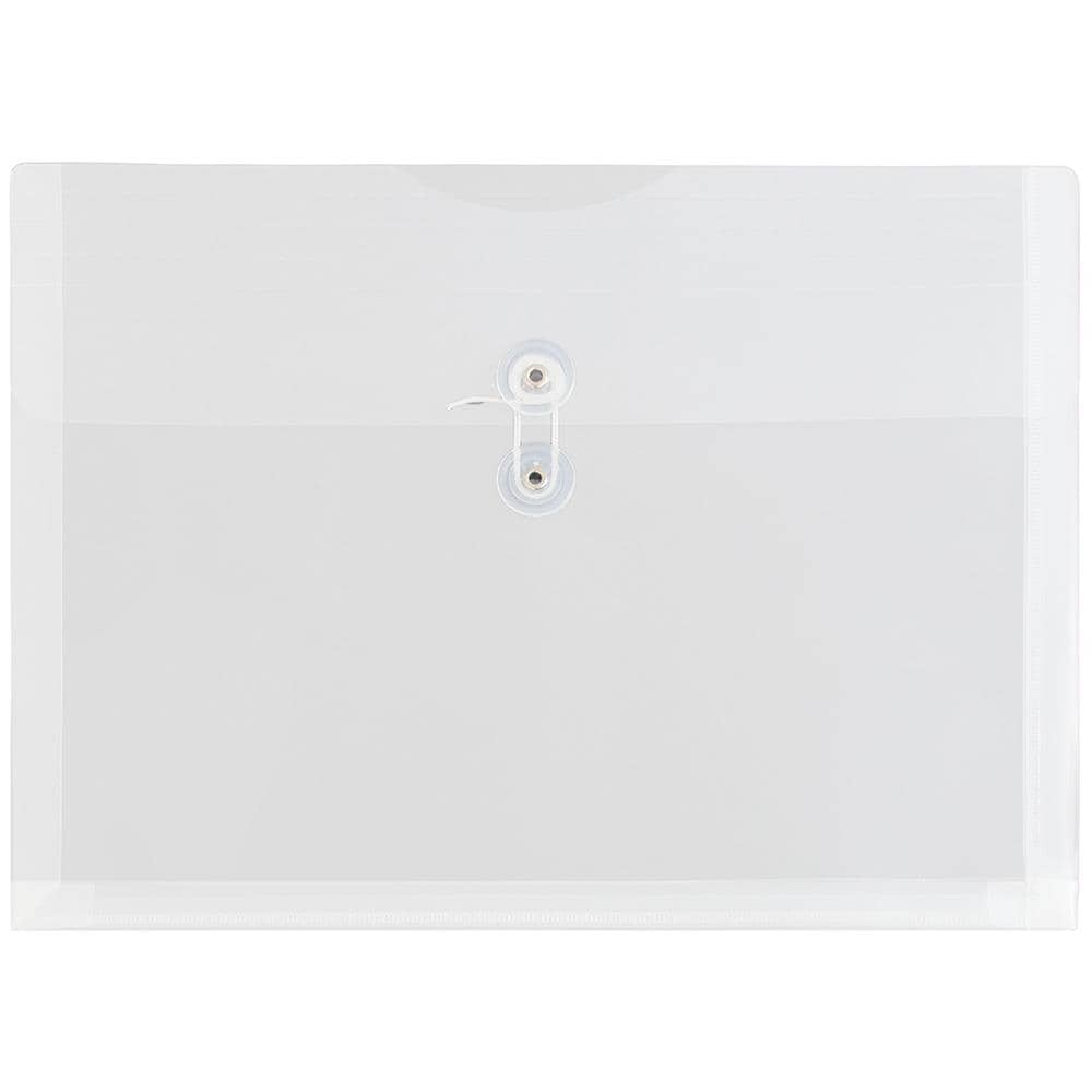 Blank 9 3/4 x 11 3/4 Plastic Envelopes with Button & String Tie Closure -  Letter Open End - (Pack of 6)-Assorted