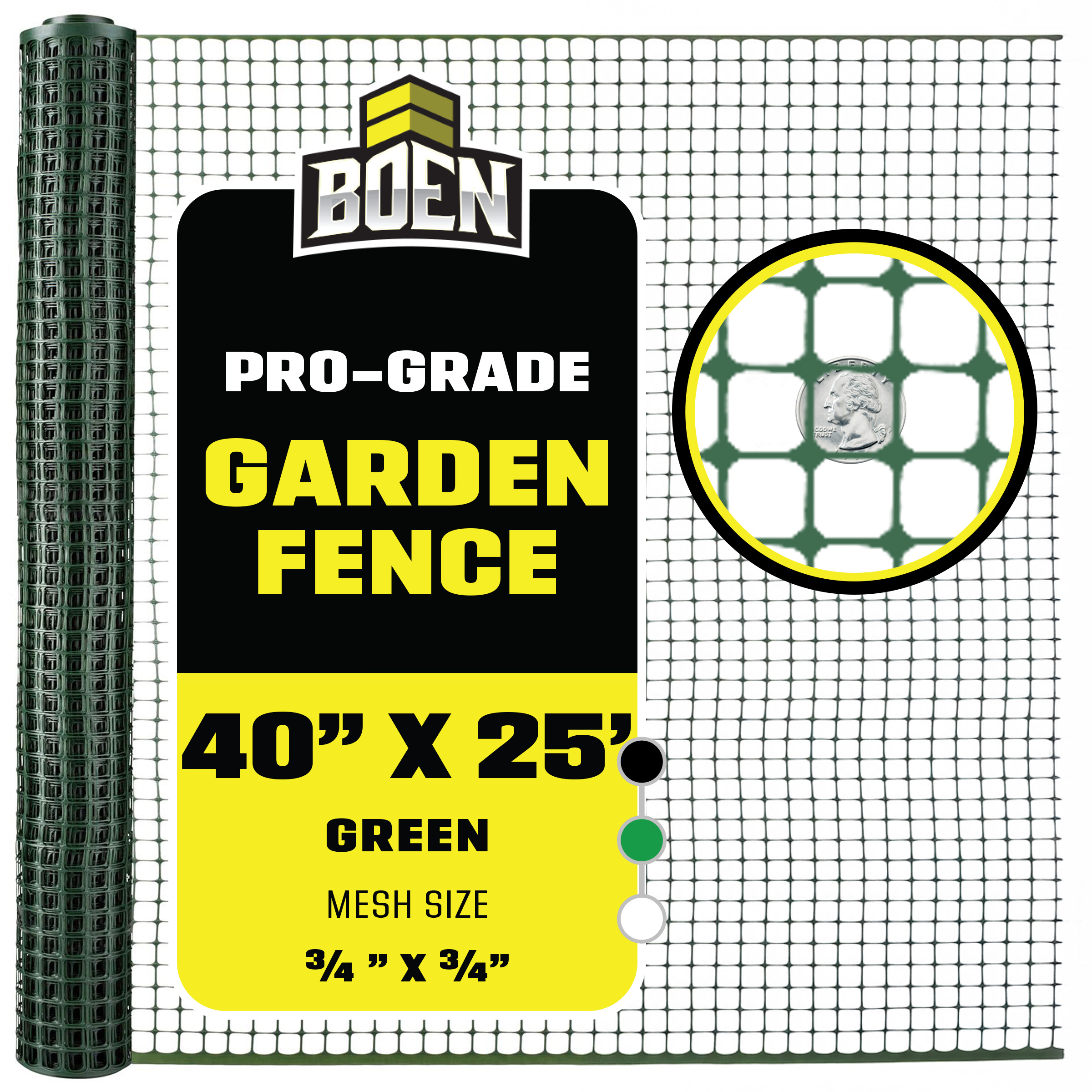 BOEN GF-50001 25-ft x 3.33-ft Green Plastic Extruded Mesh Rolled Fencing