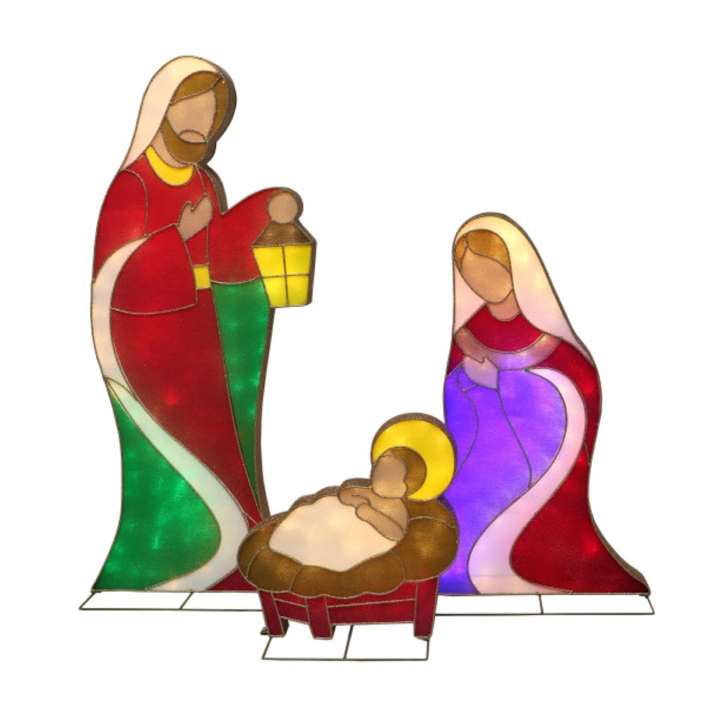 Puleo International DE0065LA 54-Inches Freestanding Nativity Free standing decoration with Clear LED Lights
