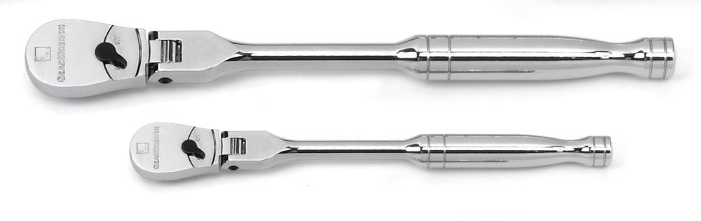 81204F GEARWRENCH 2 Pc 1/4 & 3/8 Drive 84 Tooth Dual Material Flex Head Teardrop Ratchet Set 