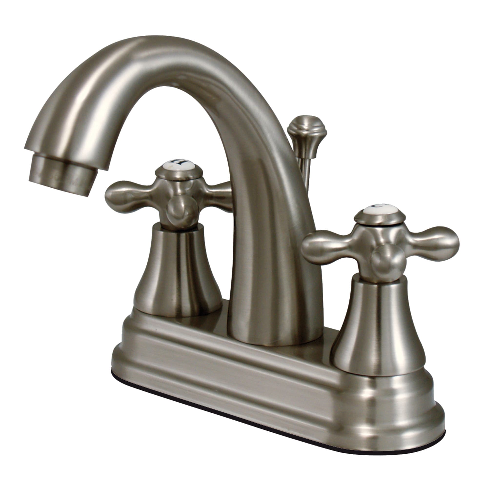 Elements of Design ES7618AX Elizabeth Satin nickel 4-in centerset 2-handle Mid-arc Residential Handle Bathroom Sink Faucet with Drain